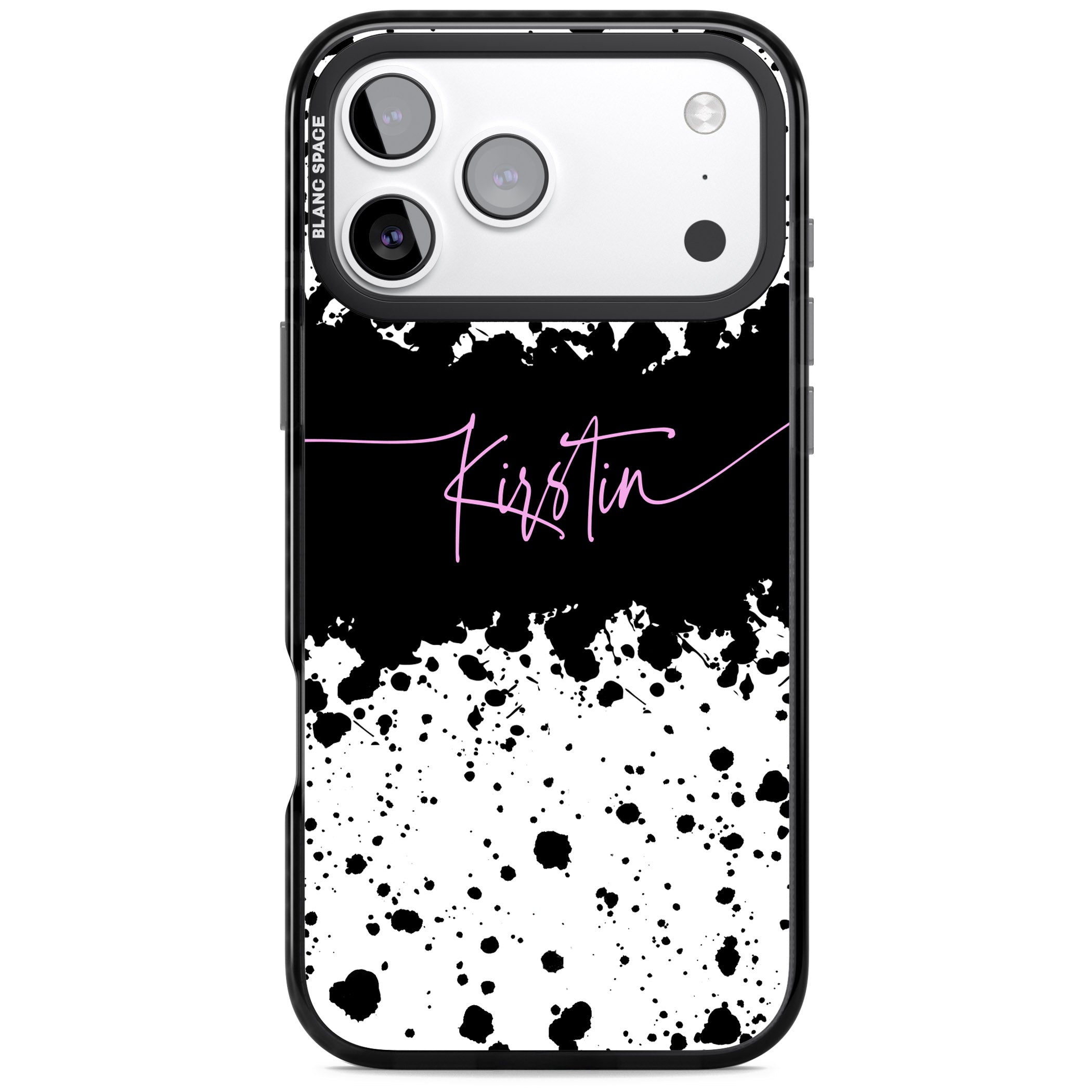 Personalised Bold Paint Splatters iPhone 17 Pro Impact Pro Black Phone Case