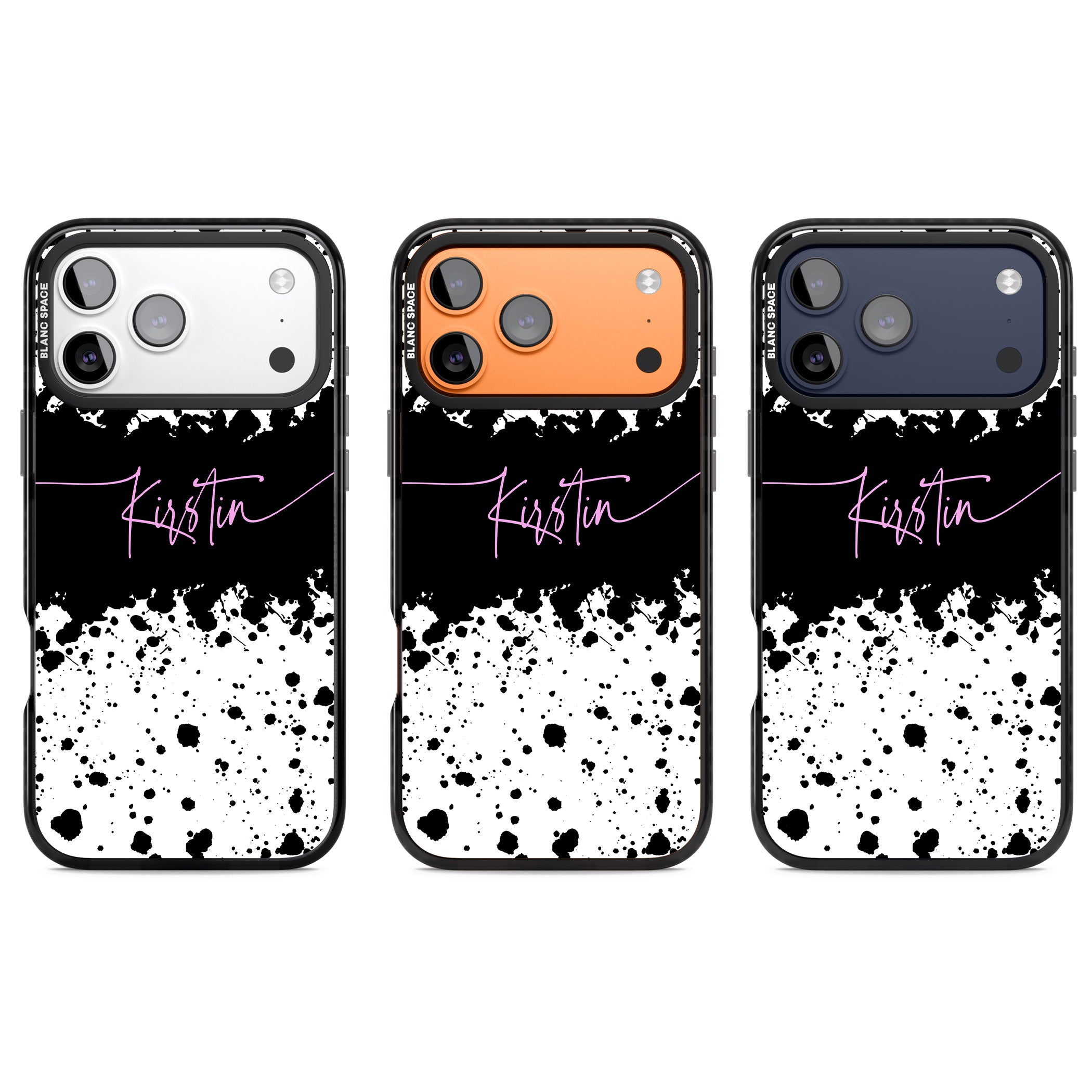 Personalised Bold Paint Splatters iPhone 17 Pro Impact Pro Black Phone Case APT Impact Protection