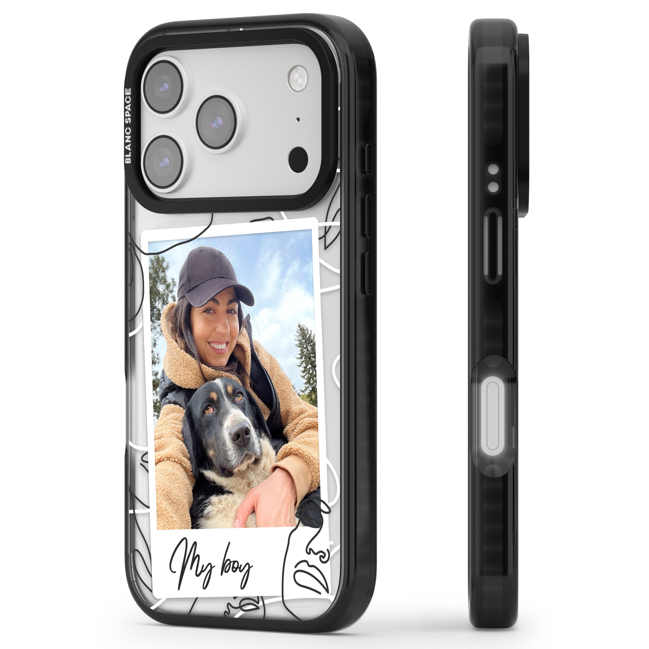 Personalised Abstract Faces Instant Photo iPhone 17 Pro Impact Pro Black Phone Case Side Profile