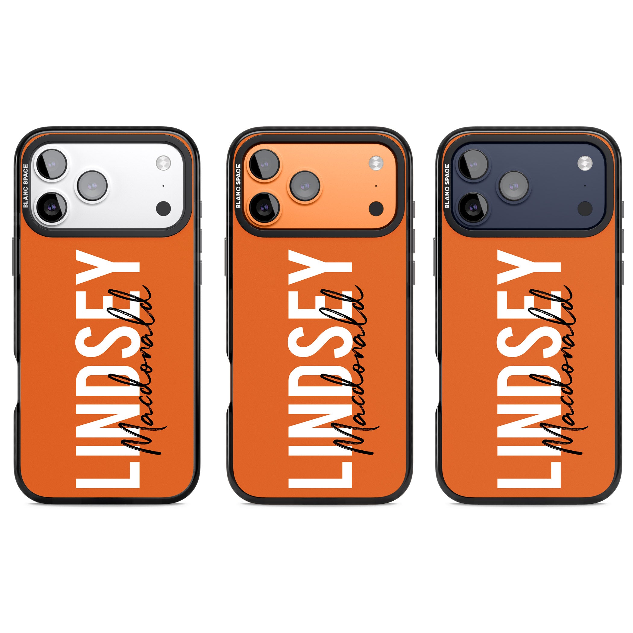 Personalised Bold Name: Orange iPhone 17 Pro Impact Pro Black Phone Case APT Impact Protection
