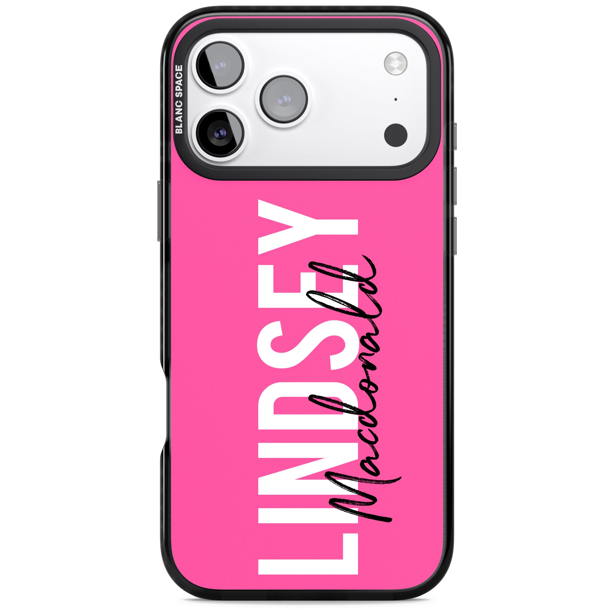 Personalised Bold Name: Pink iPhone 17 Pro Max Impact Pro Black Phone Case