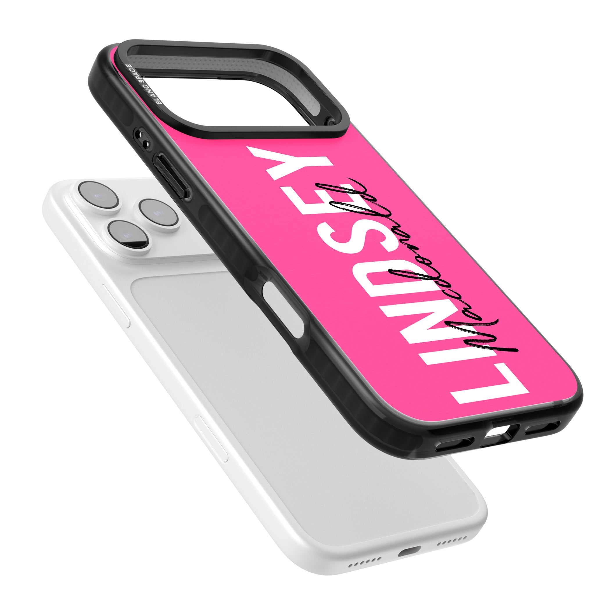 Personalised Bold Name: Pink iPhone 17 Pro Max Impact Pro Black Phone Case Colours
