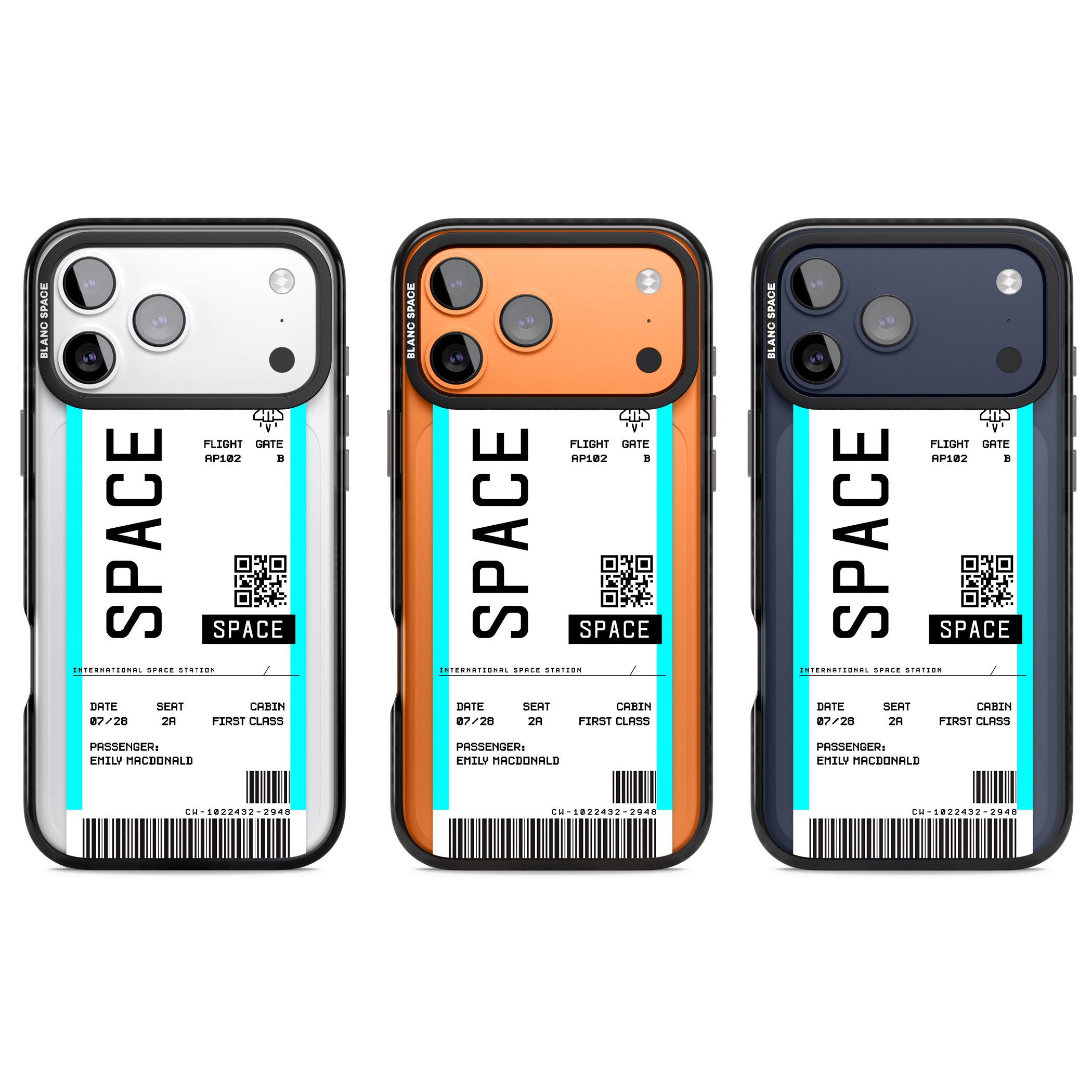Personalised Space Travel Ticket iPhone 17 Pro Impact Pro Black Phone Case APT Impact Protection