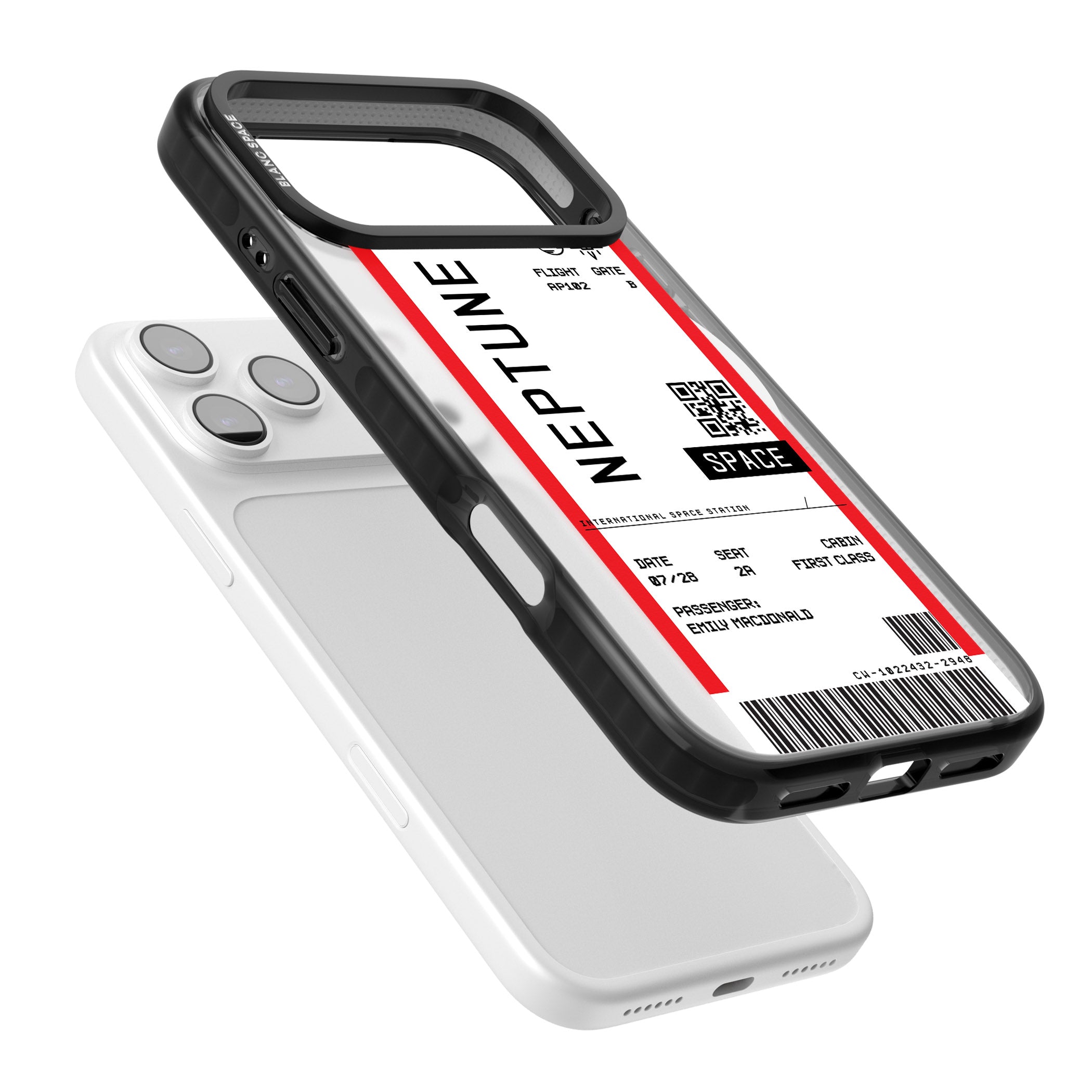 Personalised Neptune Travel Ticket iPhone 17 Pro Impact Pro Black Phone Case Colours