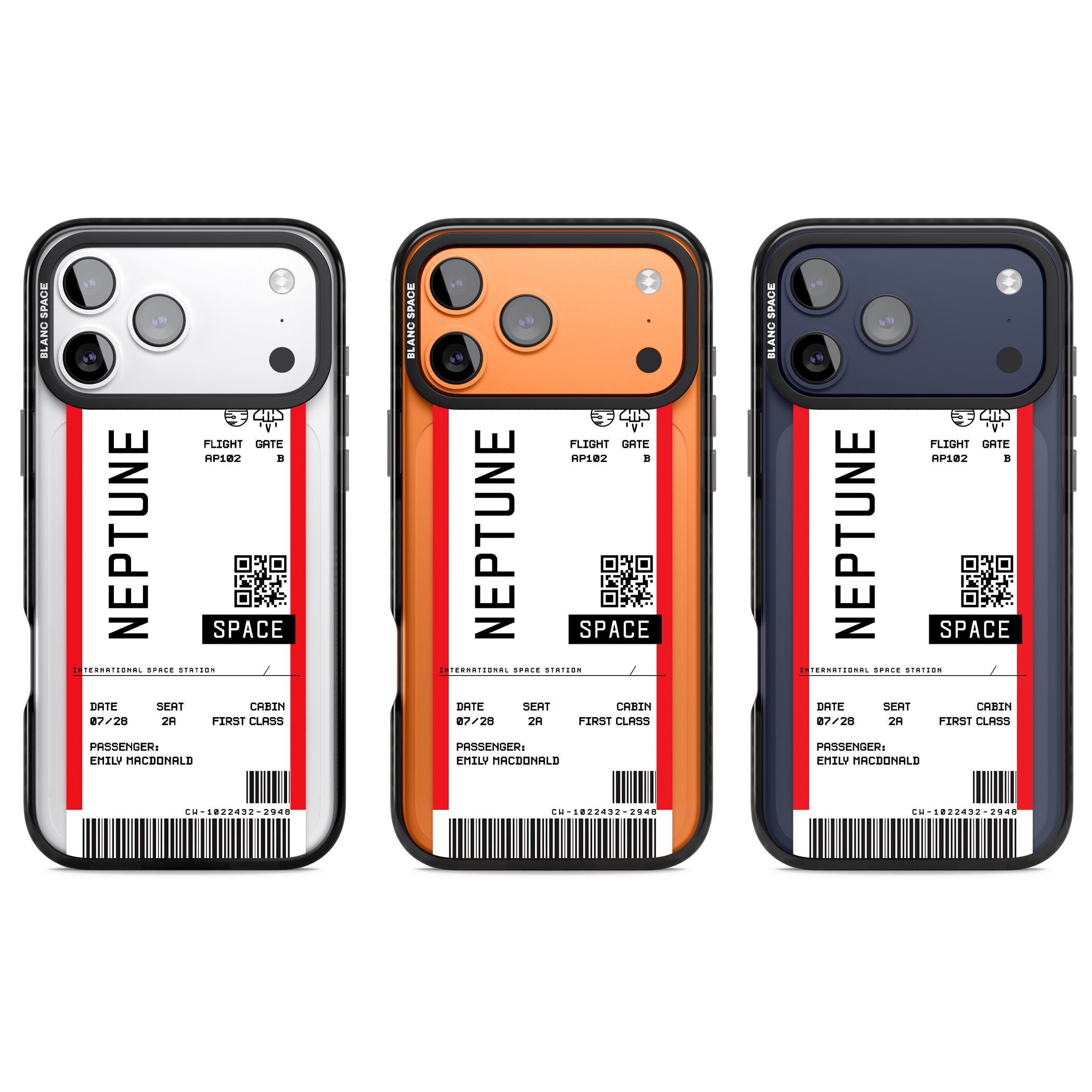 Personalised Neptune Travel Ticket iPhone 17 Pro Impact Pro Black Phone Case APT Impact Protection