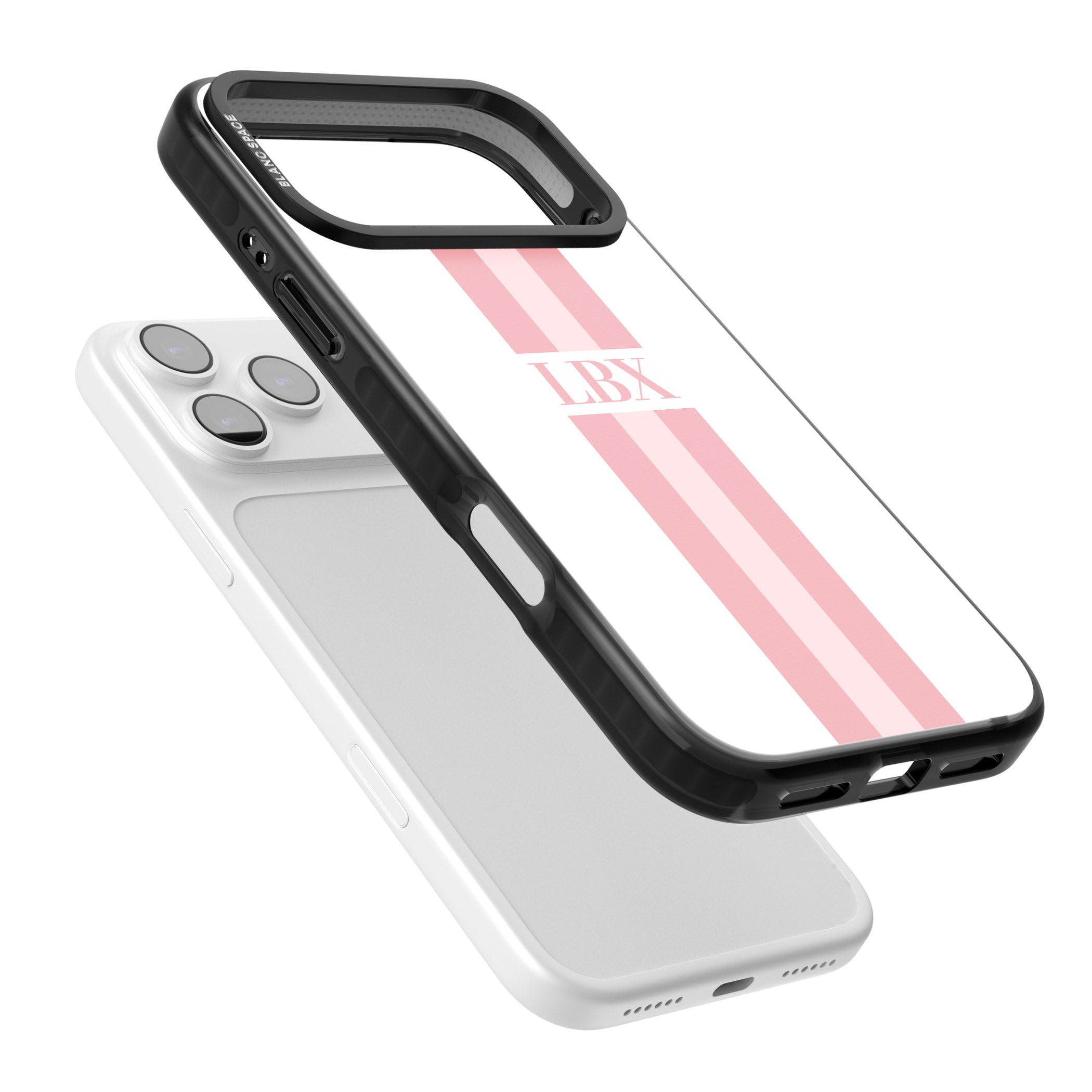 Personalised Minimal Pink Stripe iPhone 17 Pro Impact Pro Black Phone Case Colours
