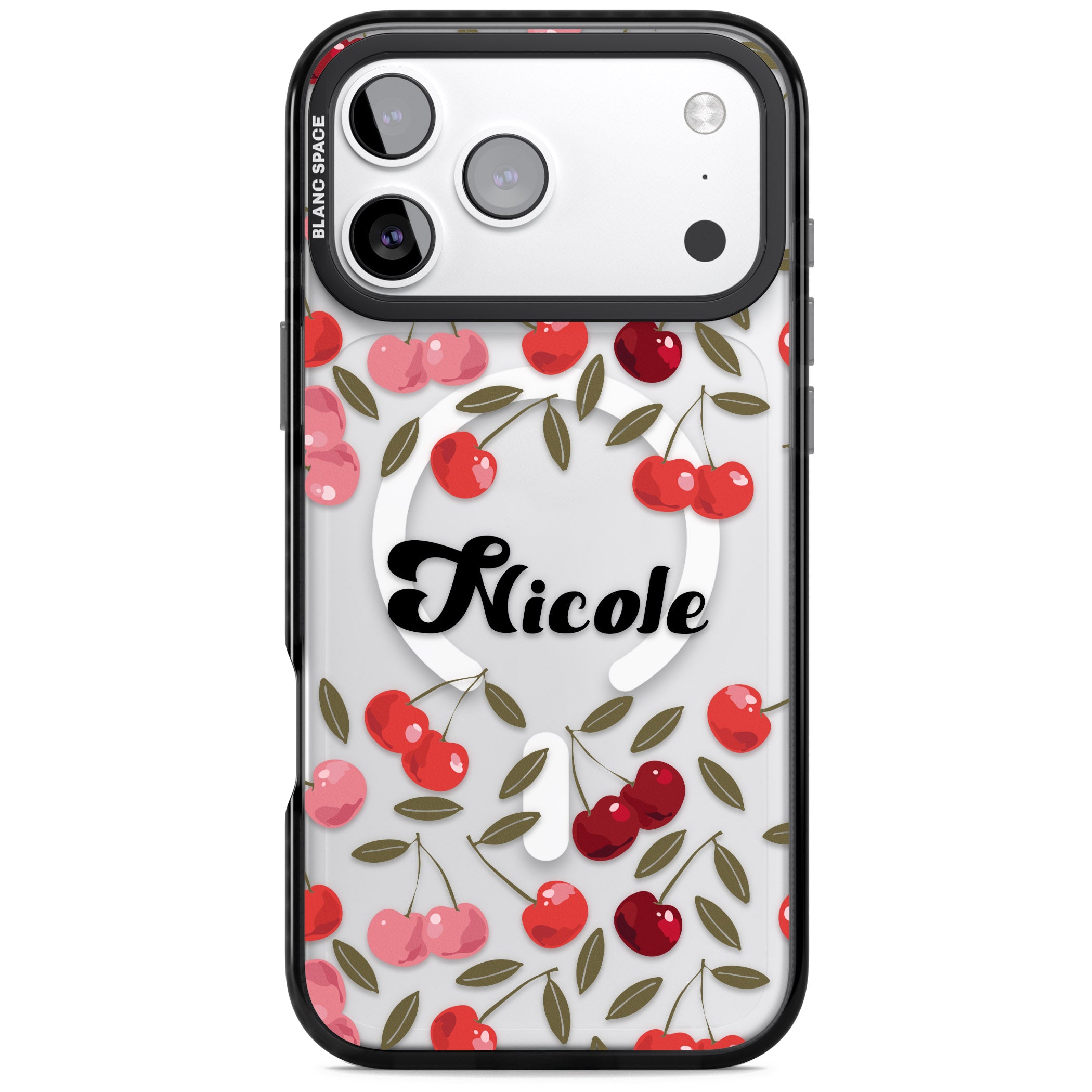 Personalised Cherry Pattern iPhone 17 Pro Max Impact Pro Black Phone Case