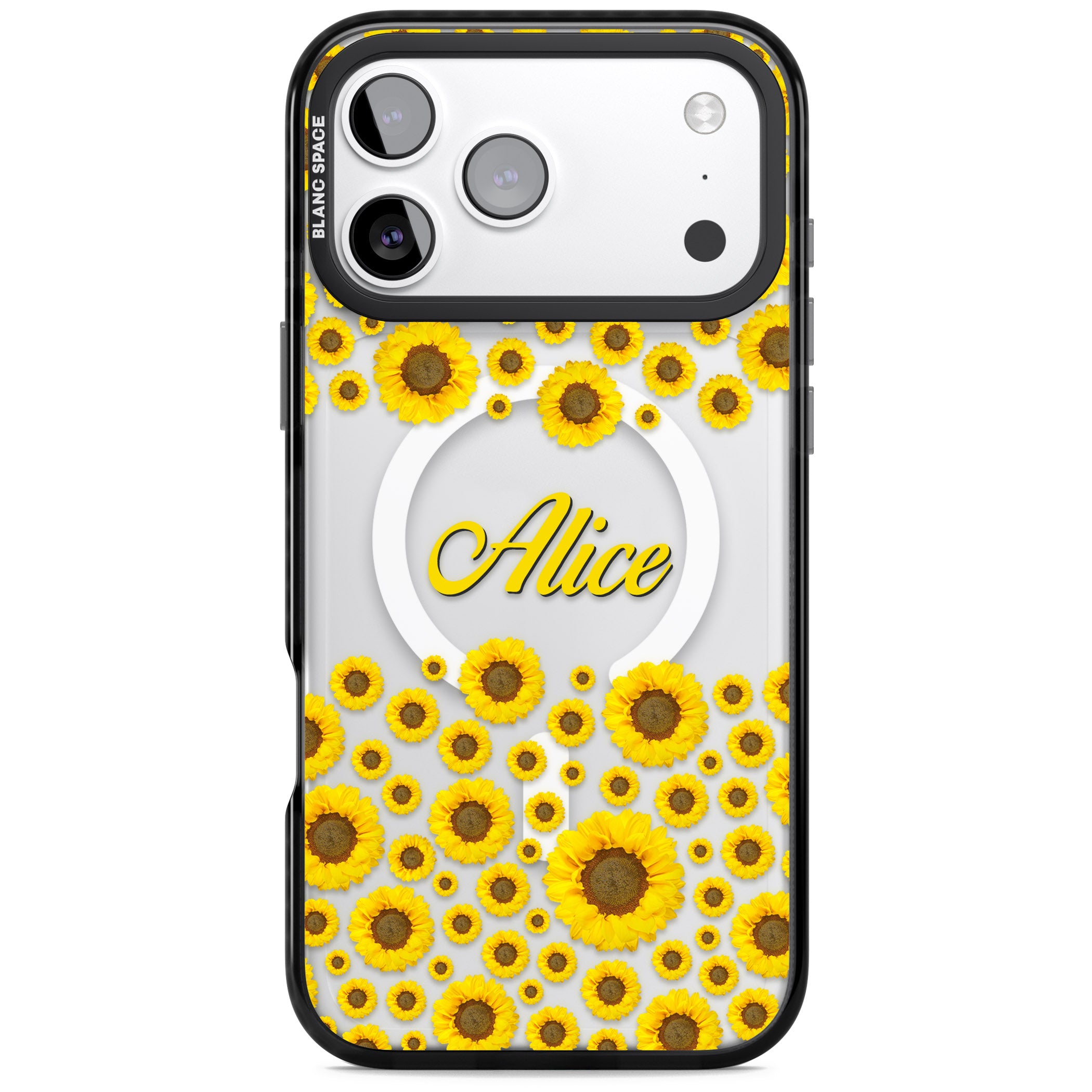 Personalised Sunflowers iPhone 17 Pro Impact Pro Black Phone Case