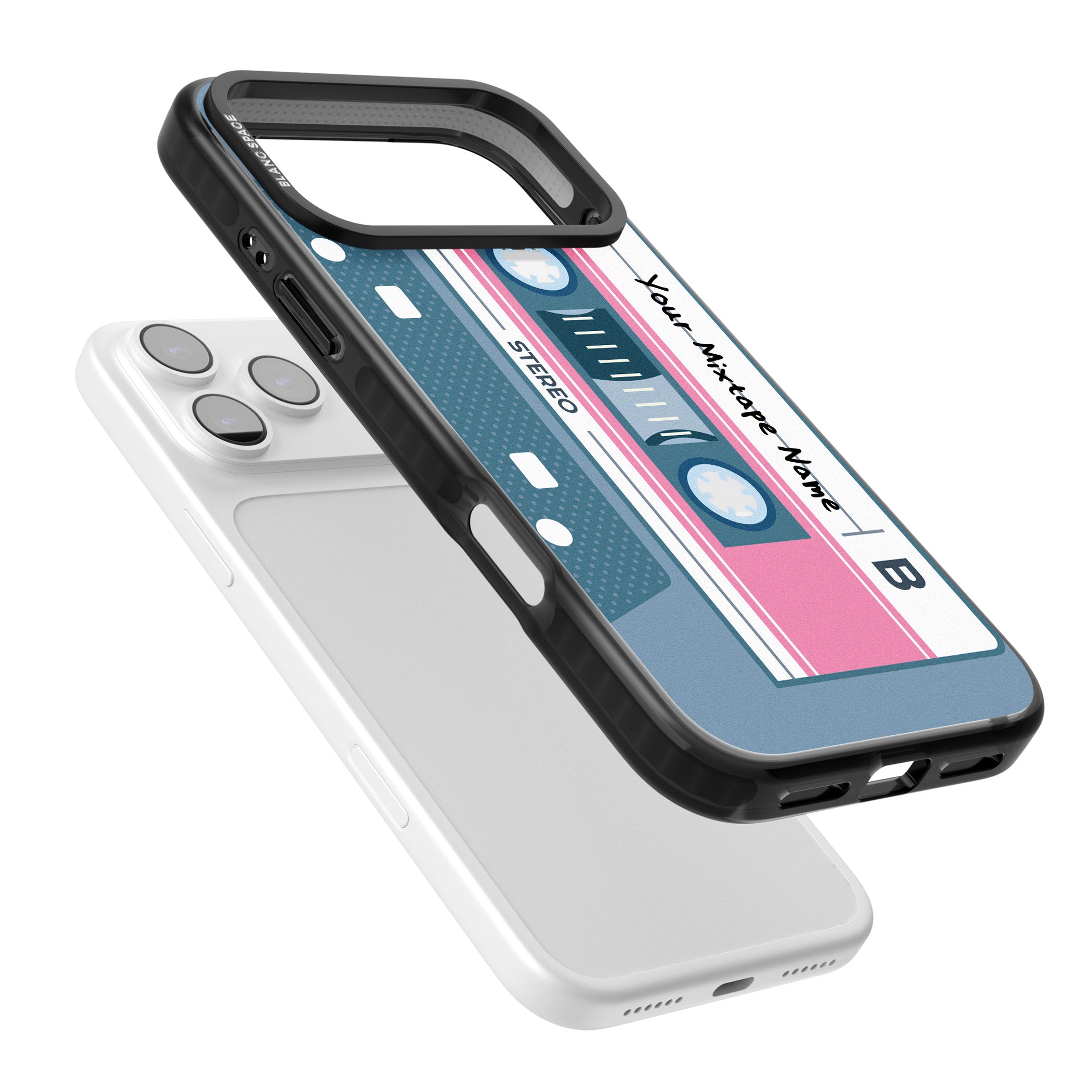 Personalised Retro Cassette Mixtape iPhone 17 Pro Max Impact Pro Black Phone Case Colours