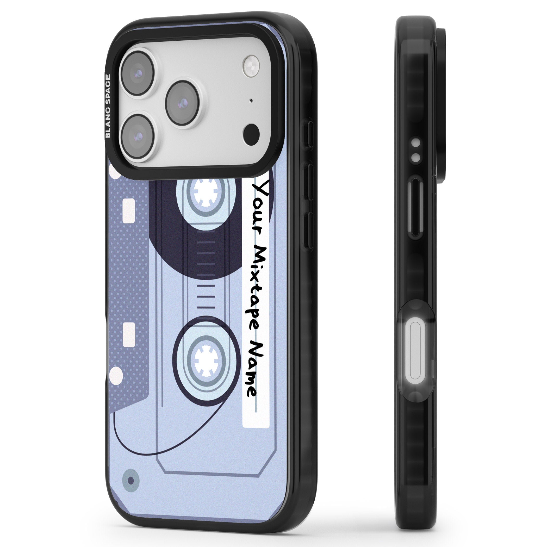 Personalised Retro Mixtape Industrial iPhone 17 Pro Max Impact Pro Black Phone Case Side Profile