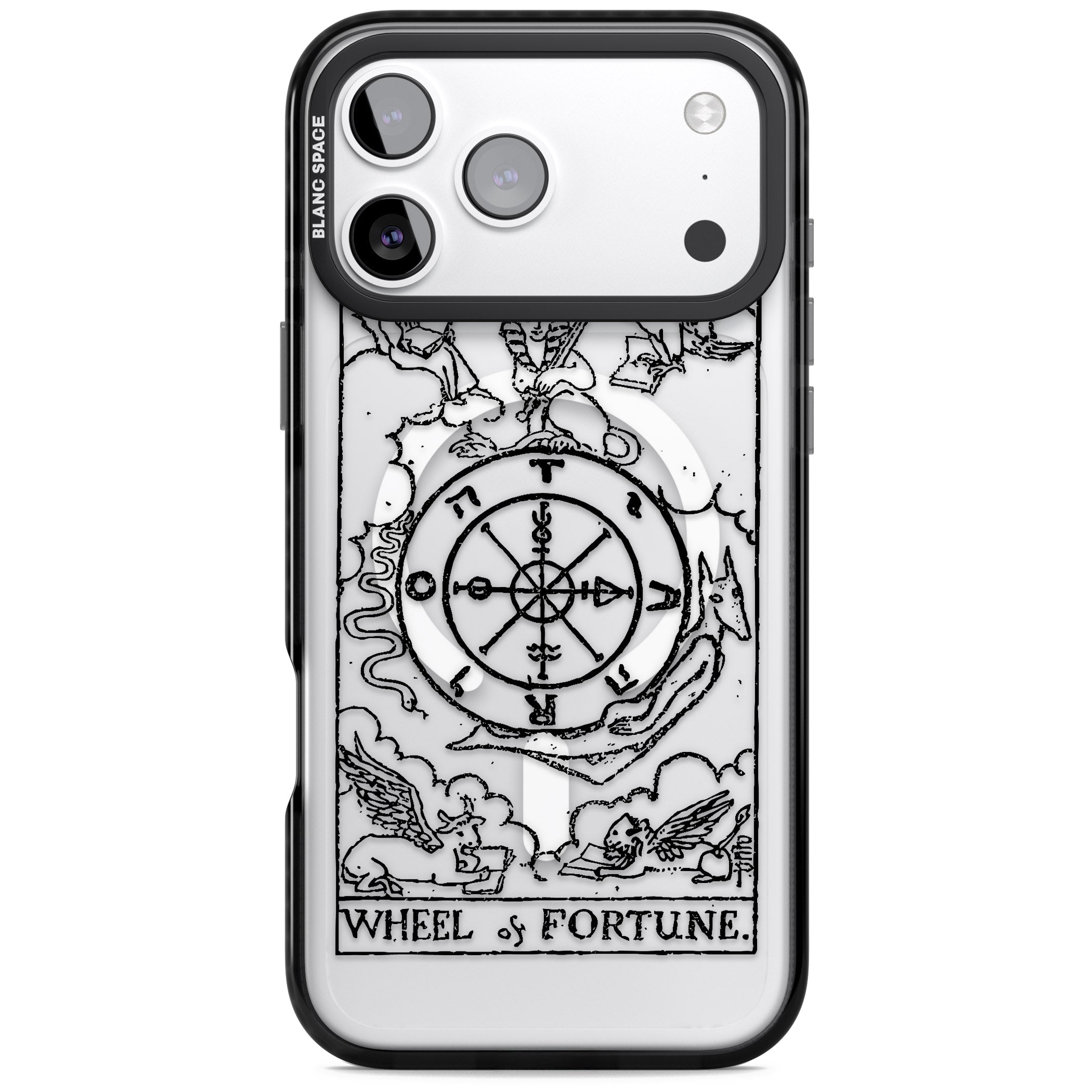 Personalised Wheel Of Fortune Tarot Transparent iPhone 17 Pro Max Impact Pro Black Phone Case