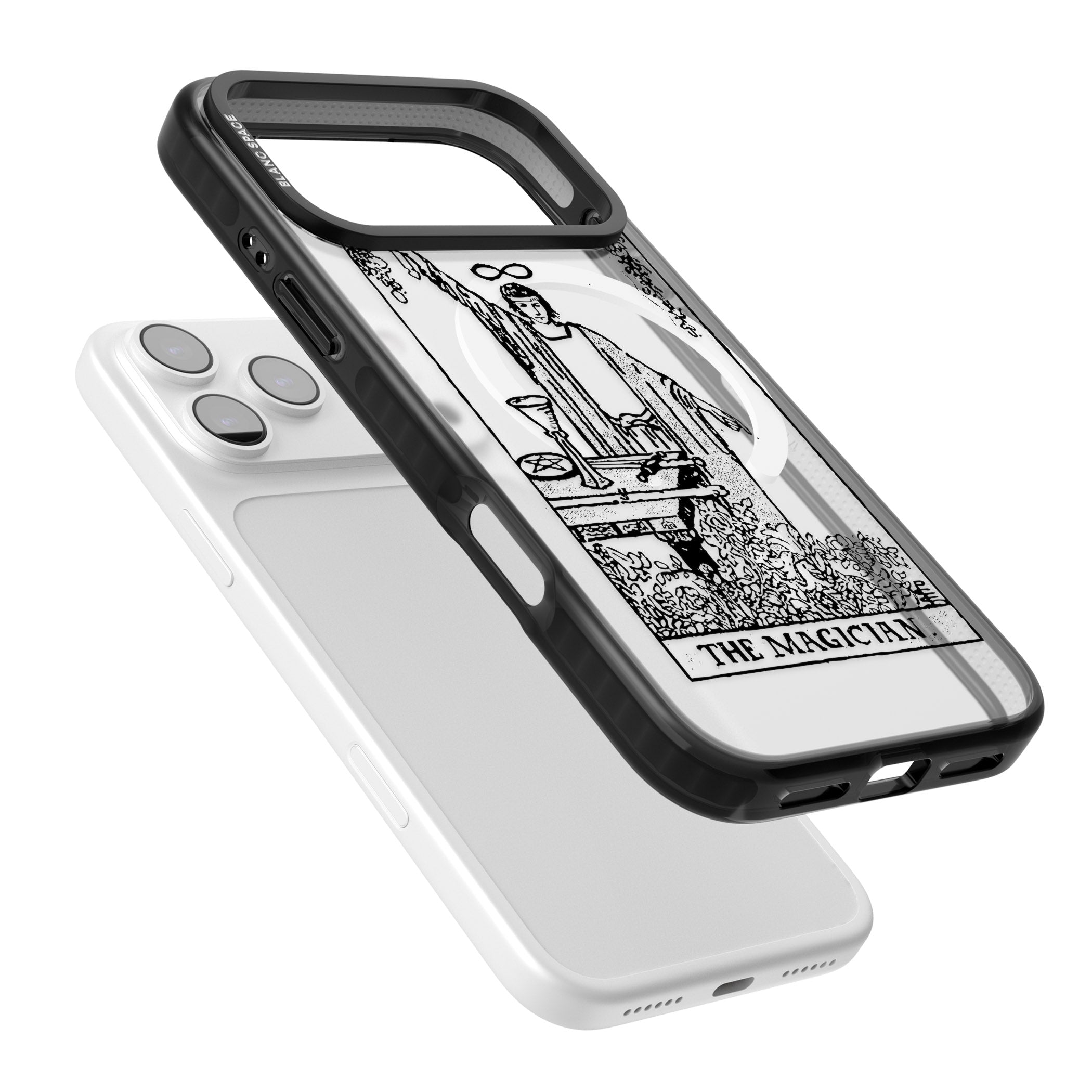 Personalised The Magician Tarot Transparent iPhone 17 Pro Impact Pro Black Phone Case Colours