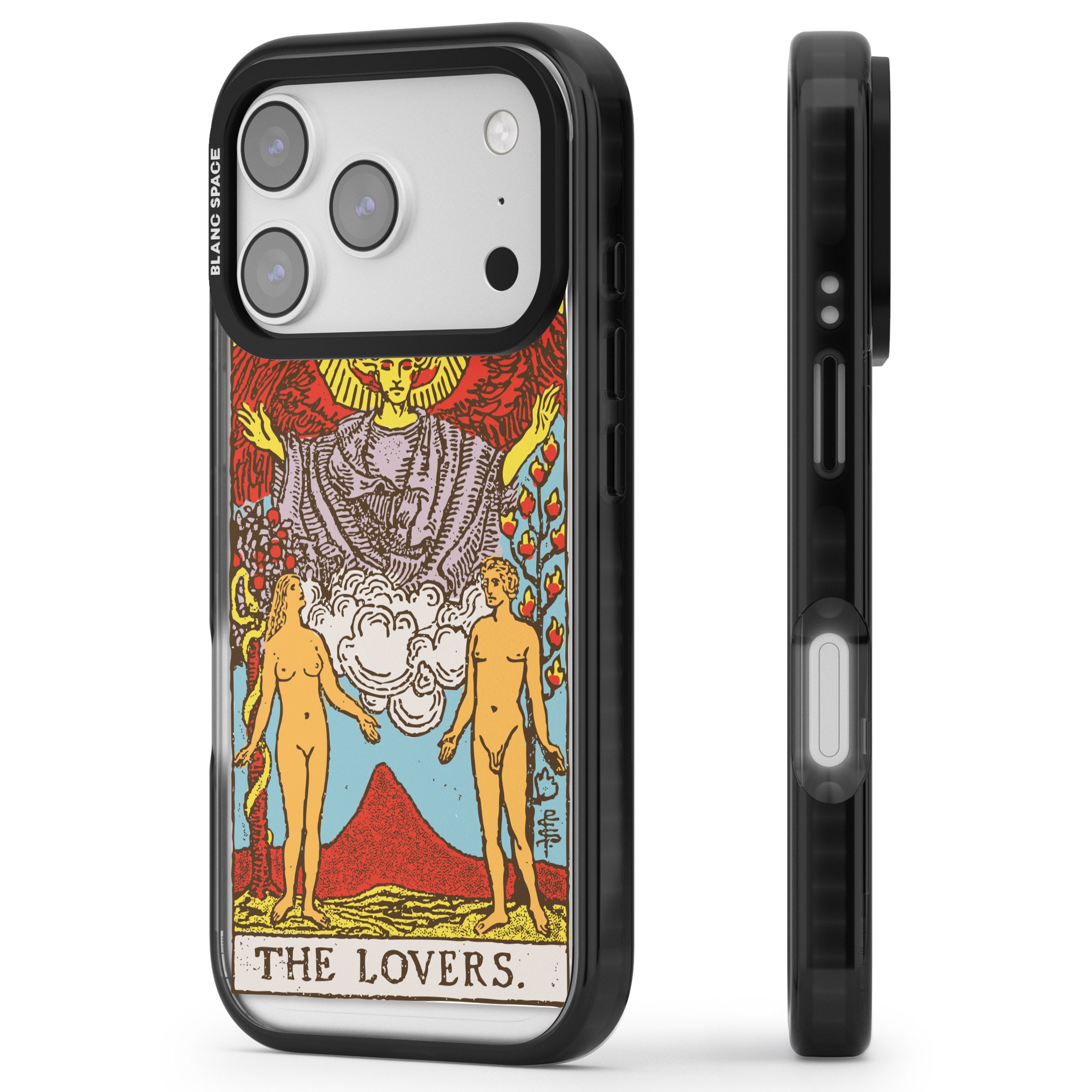 Personalised The Lovers Tarot Card (Color) iPhone 17 Pro Max Impact Pro Black Phone Case Side Profile