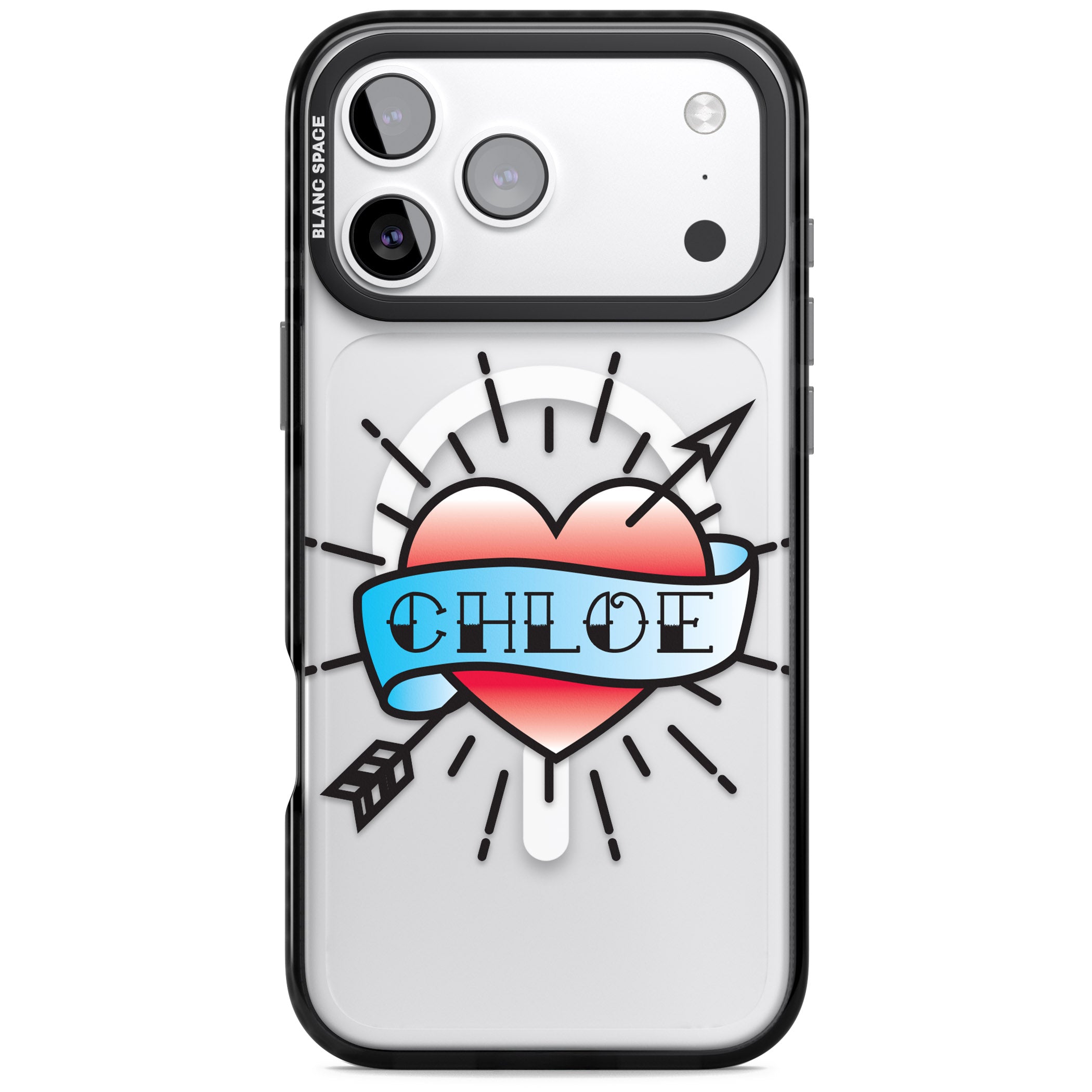 Personalised Heart Tattoo iPhone 17 Pro Max Impact Pro Black Phone Case