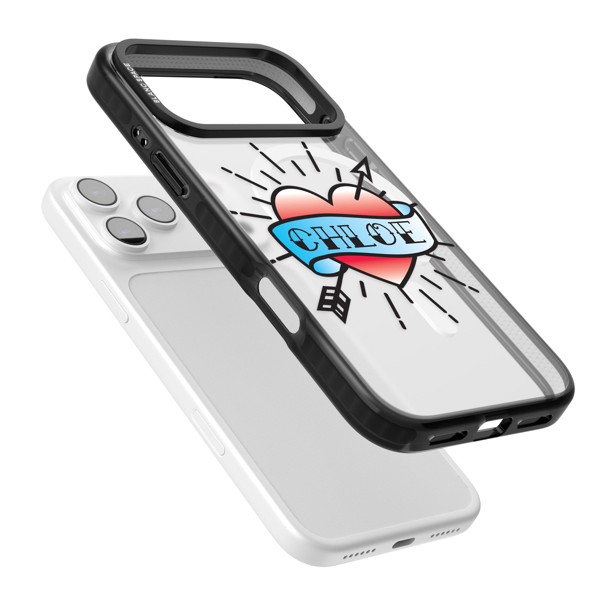 Personalised Heart Tattoo iPhone 17 Pro Impact Pro Black Phone Case Colours