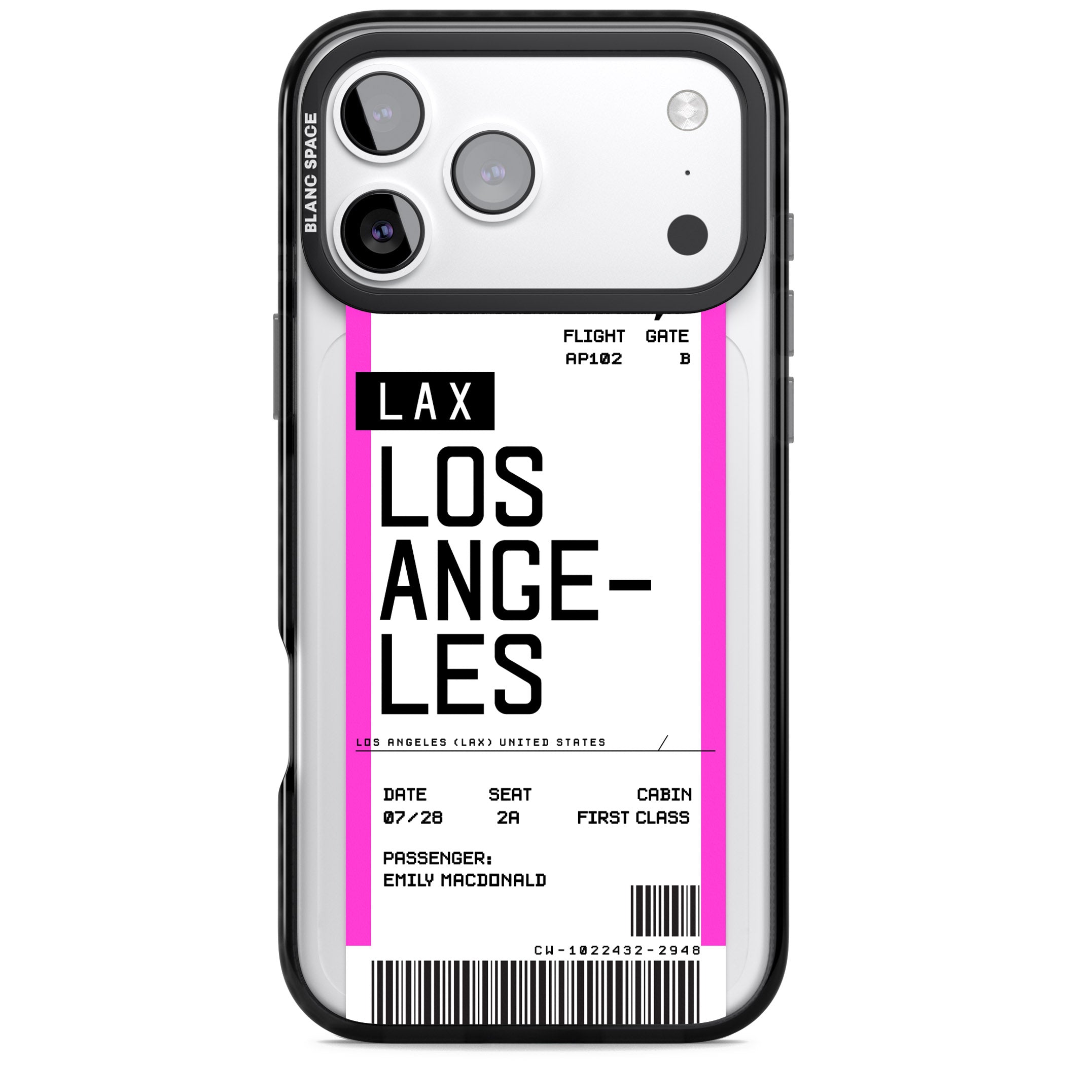 Personalised Los Angeles Boarding Pass iPhone 17 Pro Impact Pro Black Phone Case