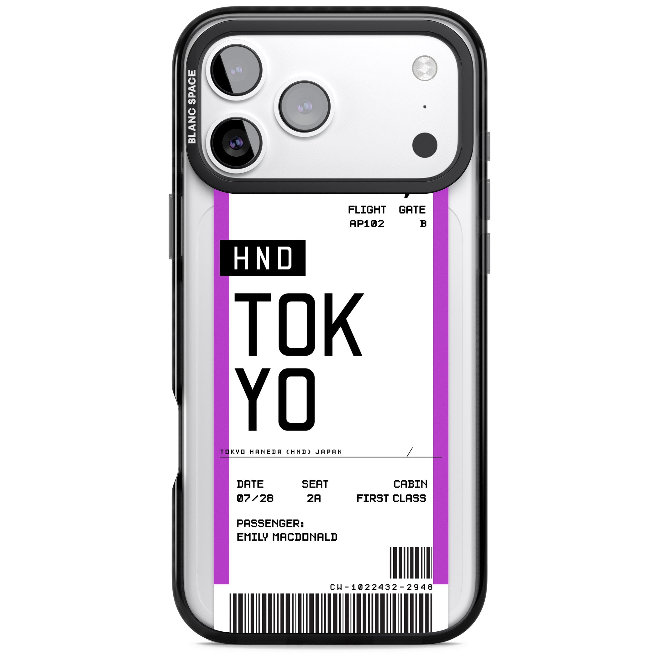 Personalised Tokyo Boarding Pass iPhone 17 Pro Max Impact Pro Black Phone Case