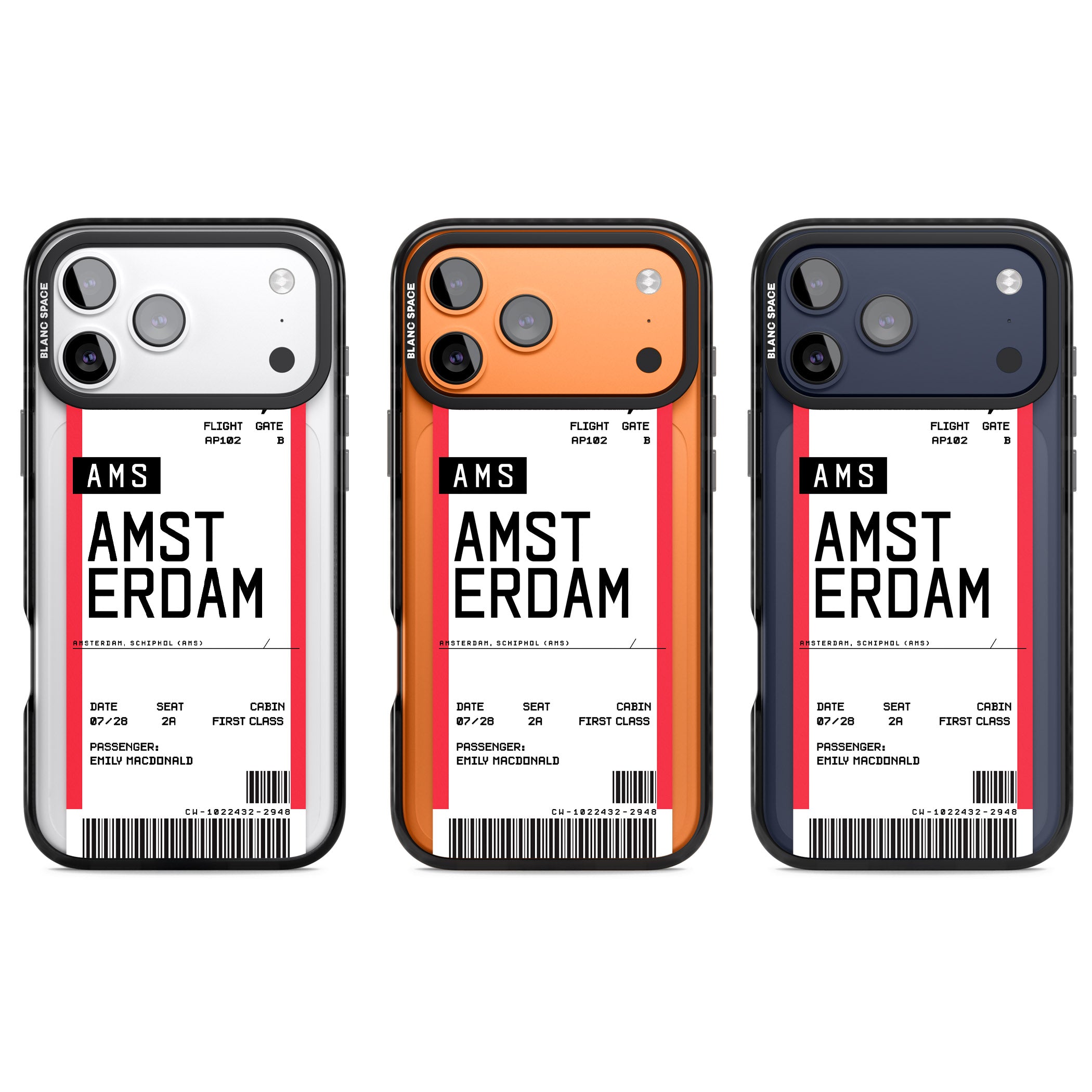 Personalised Amsterdam Boarding Pass iPhone 17 Pro Impact Pro Black Phone Case APT Impact Protection