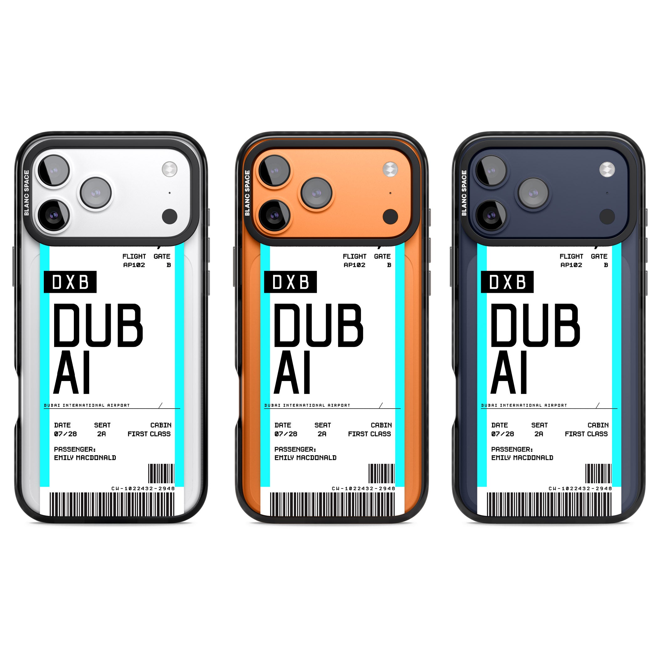Personalised Dubai Boarding Pass iPhone 17 Pro Impact Pro Black Phone Case APT Impact Protection