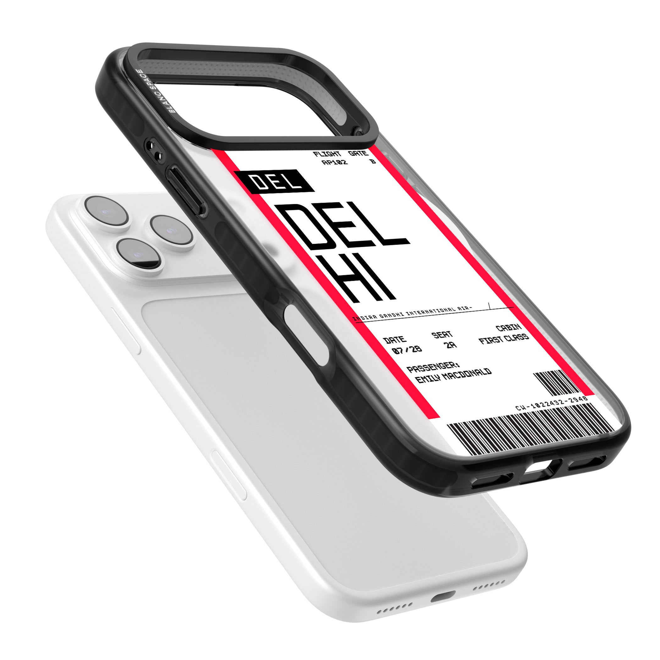 Personalised Delhi Boarding Pass iPhone 17 Pro Max Impact Pro Black Phone Case Colours
