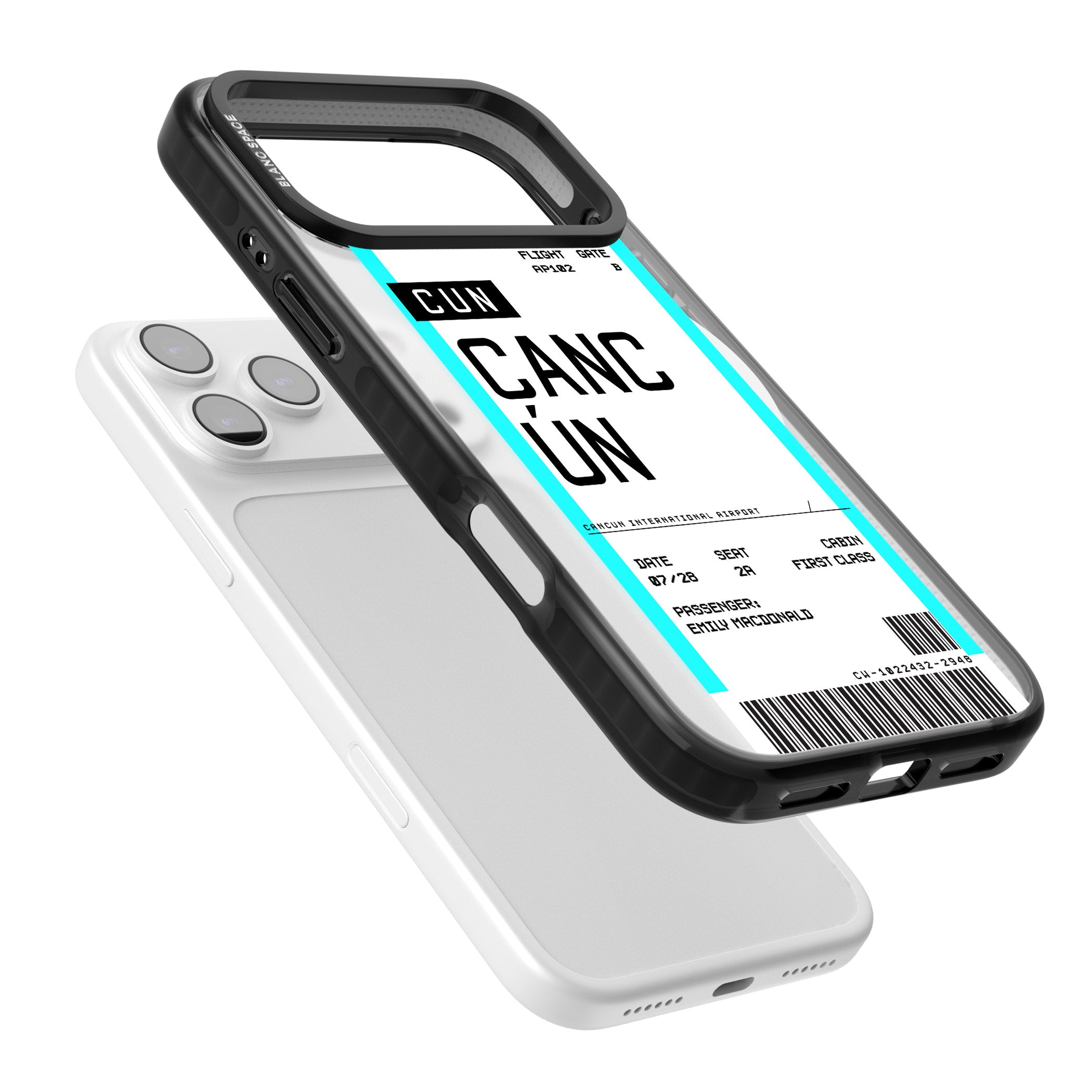 Personalised Cancún Boarding Pass iPhone 17 Pro Impact Pro Black Phone Case Colours