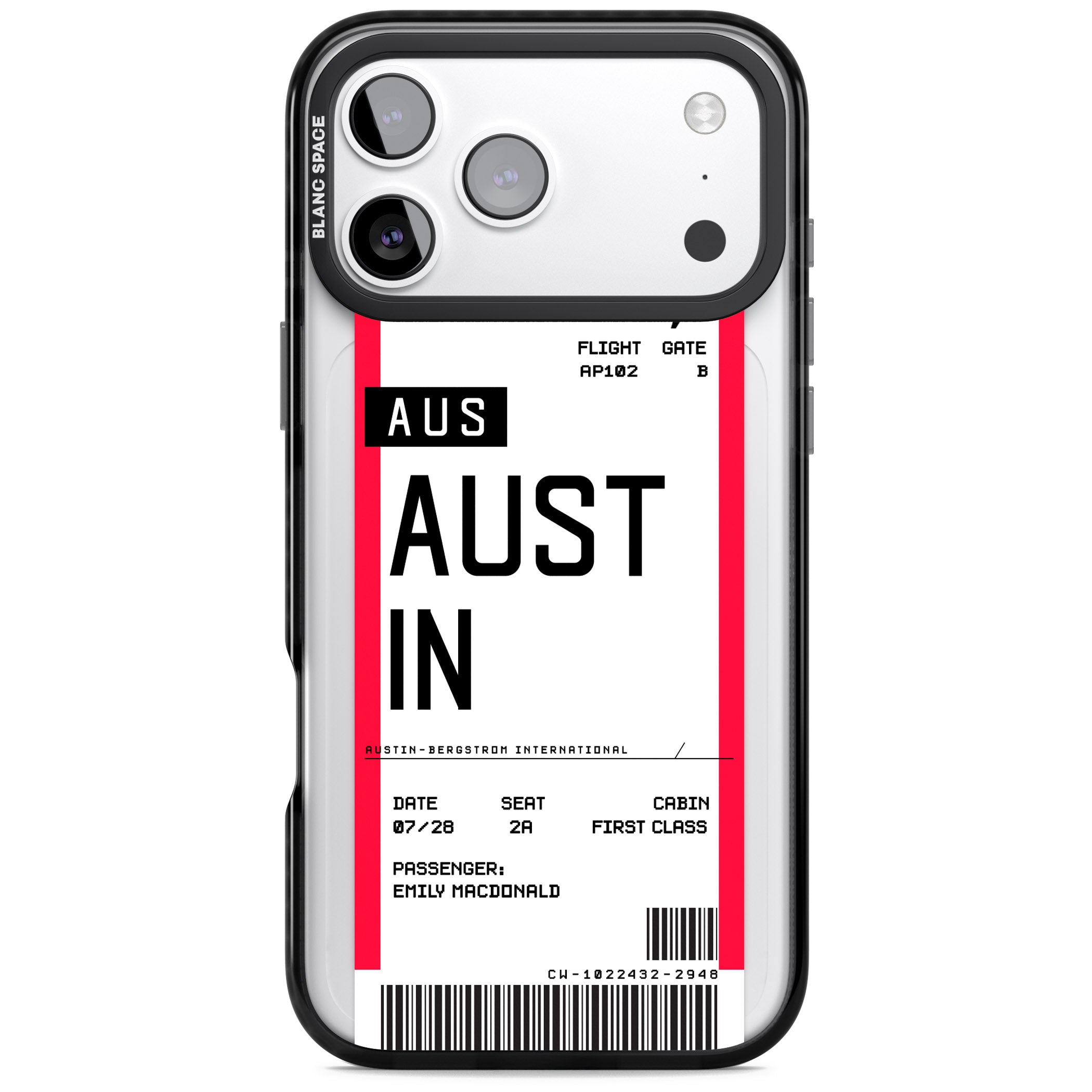 Personalised Austin Boarding Pass iPhone 17 Pro Max Impact Pro Black Phone Case