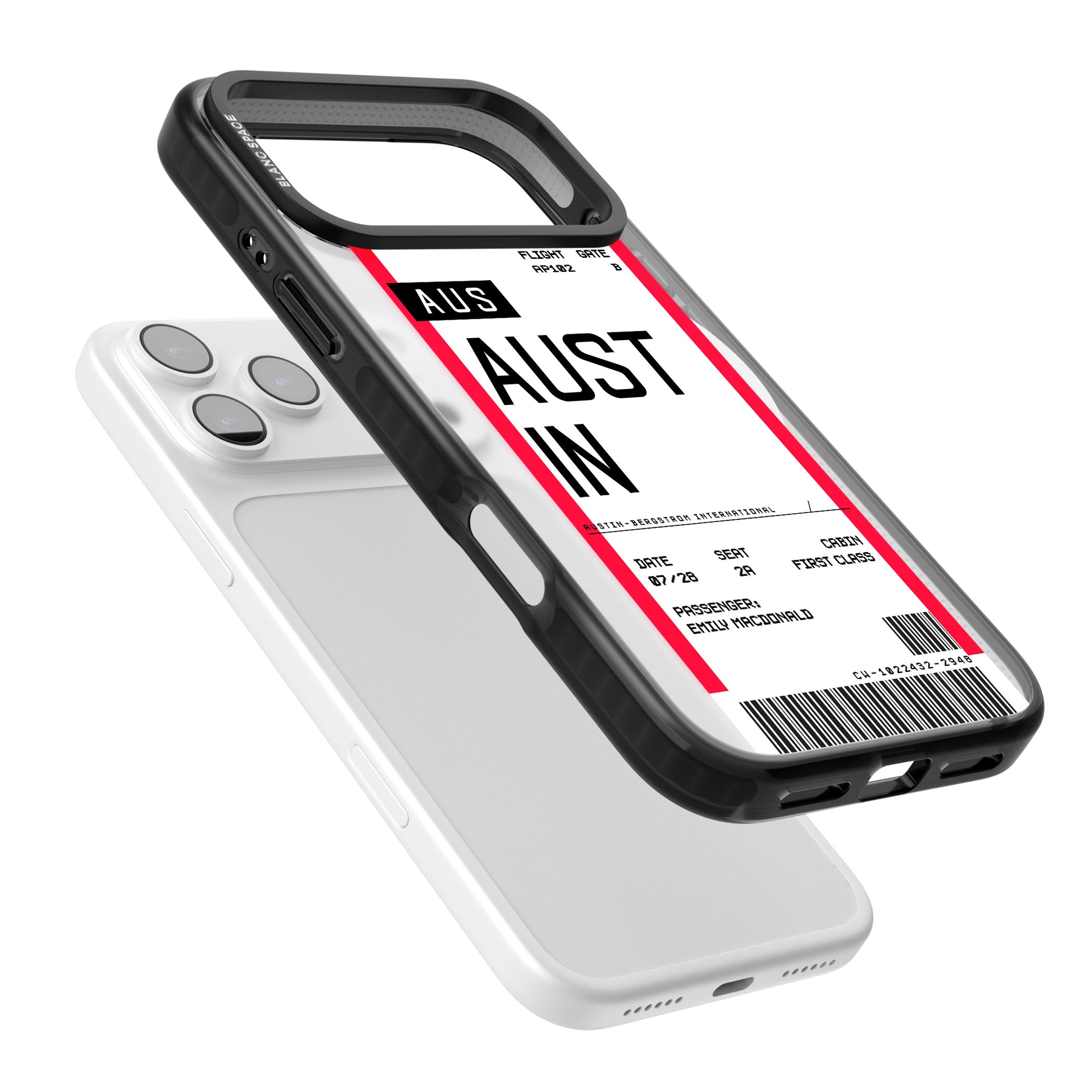 Personalised Austin Boarding Pass iPhone 17 Pro Max Impact Pro Black Phone Case Colours