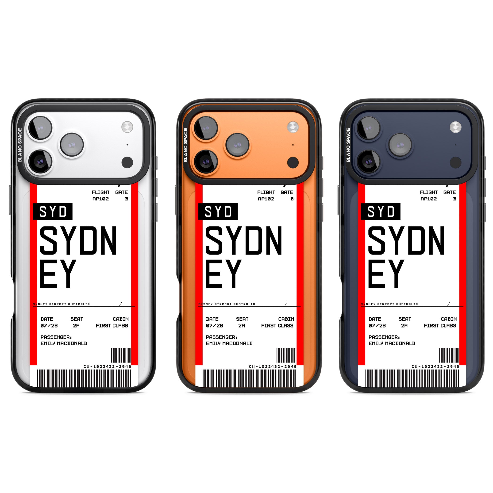 Personalised Sydney Boarding Pass iPhone 17 Pro Impact Pro Black Phone Case APT Impact Protection