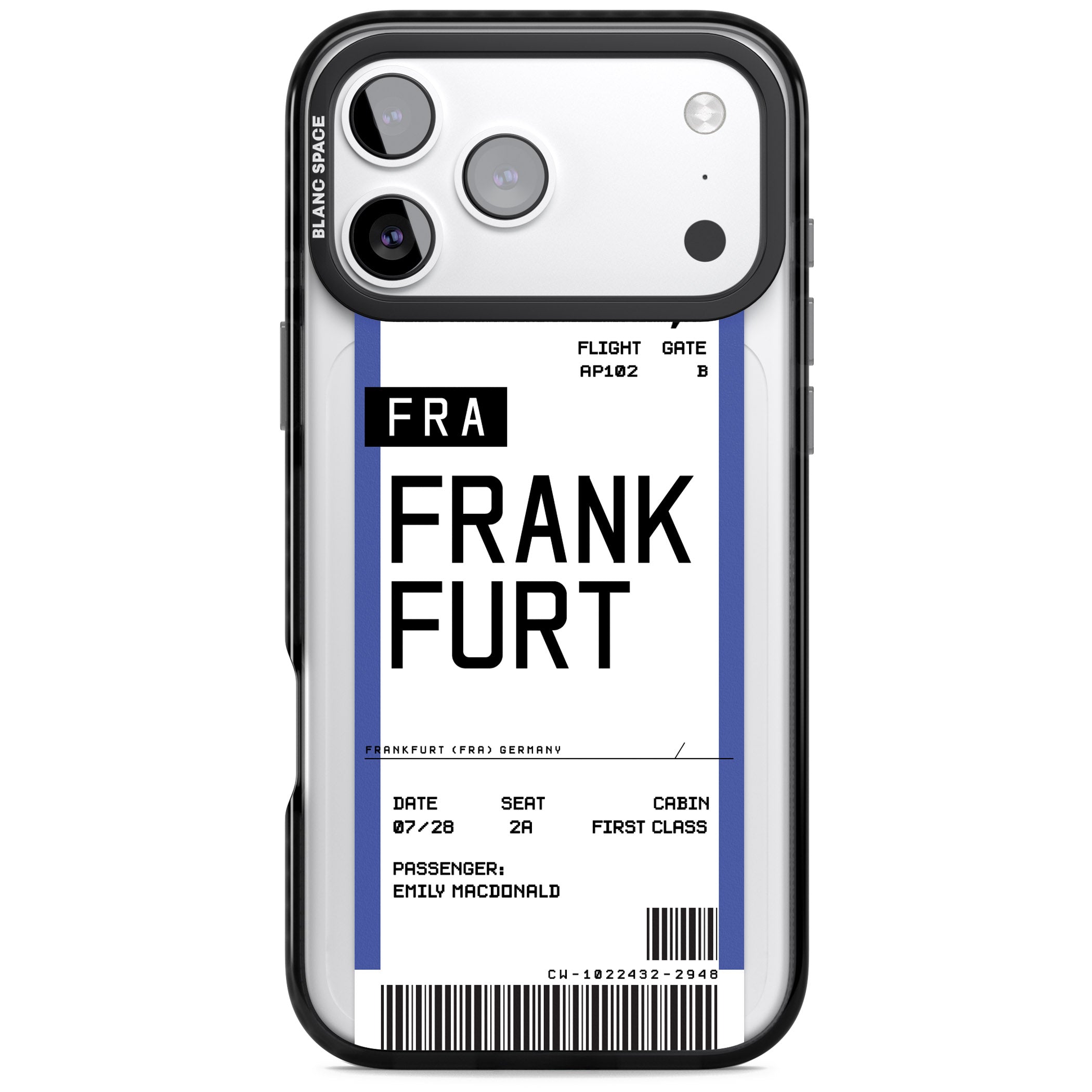 Personalised Frankfurt Boarding Pass iPhone 17 Pro Impact Pro Black Phone Case