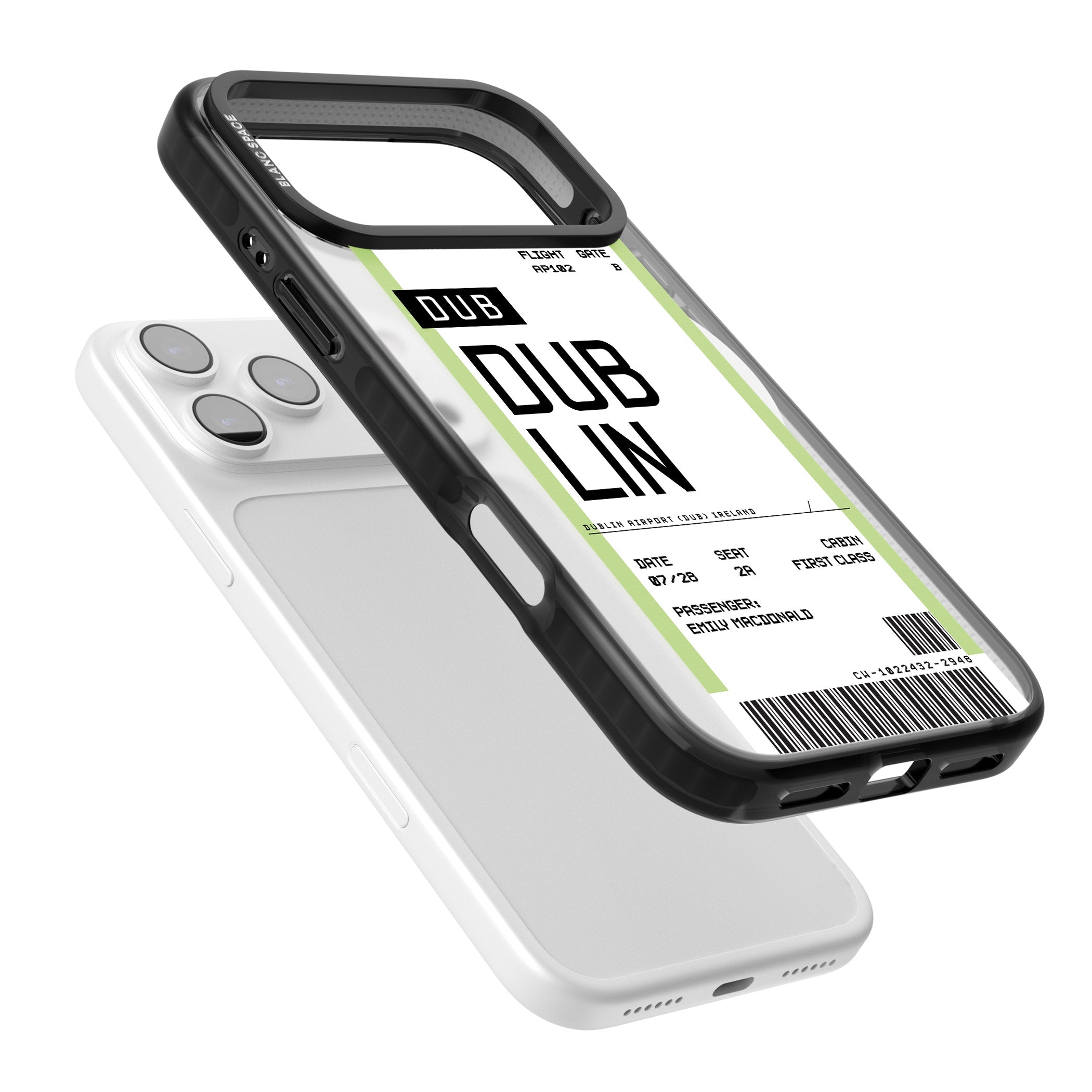 Personalised Dublin Boarding Pass iPhone 17 Pro Impact Pro Black Phone Case Colours