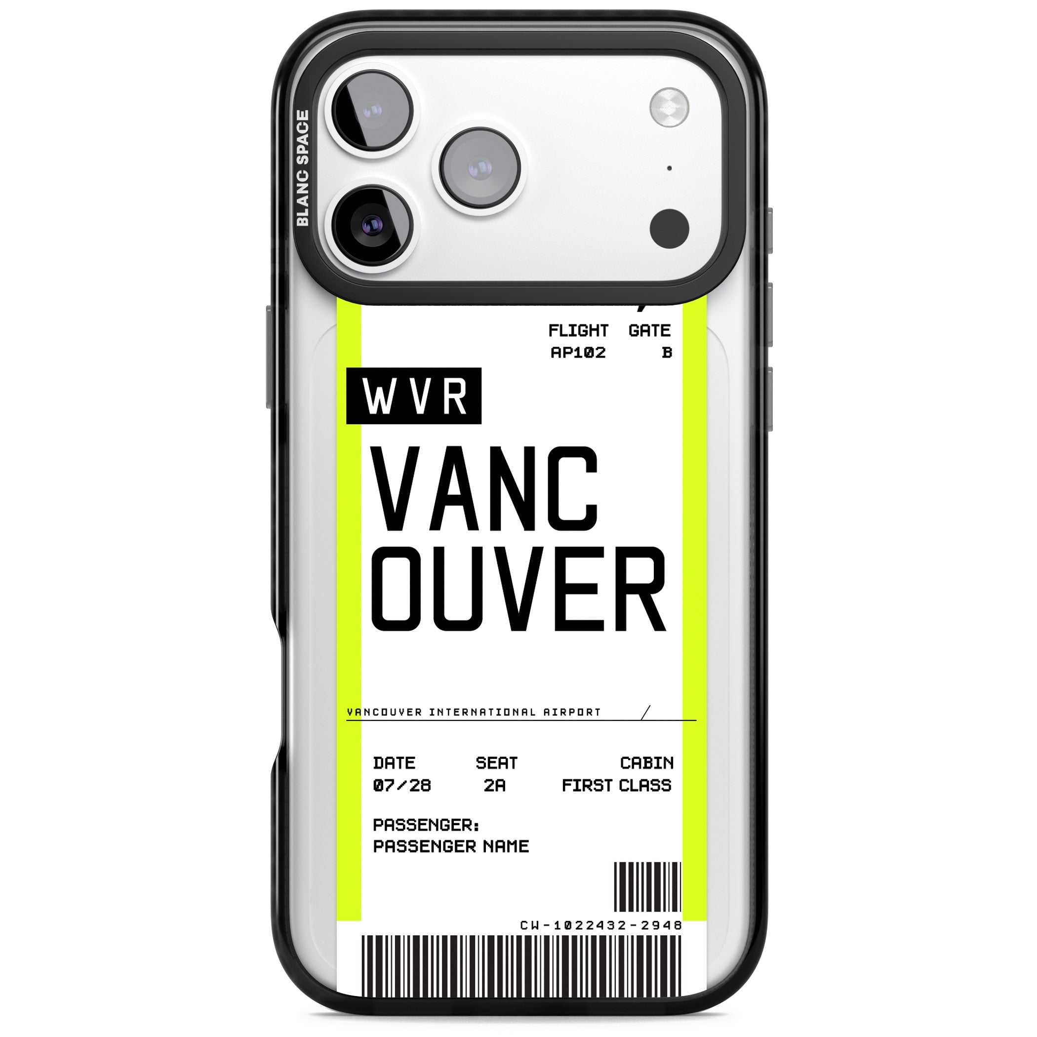 Personalised Vancouver Boarding Pass iPhone 17 Pro Max Impact Pro Black Phone Case