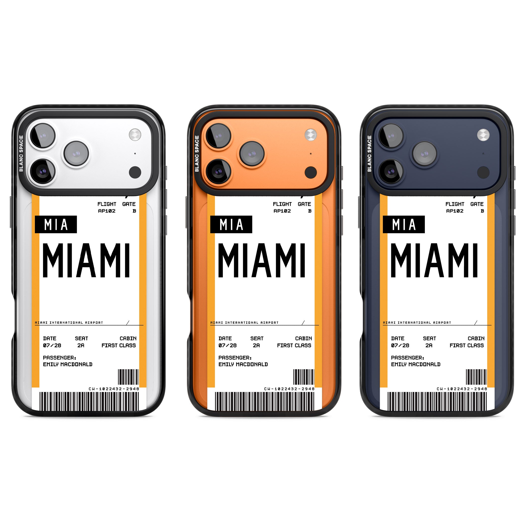 Personalised Miami Boarding Pass iPhone 17 Pro Impact Pro Black Phone Case APT Impact Protection