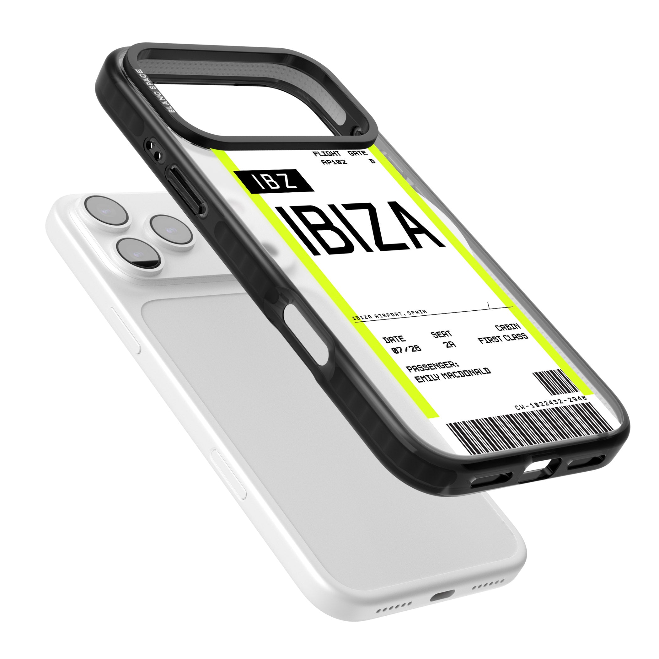 Personalised Ibiza Boarding Pass iPhone 17 Pro Impact Pro Black Phone Case Colours