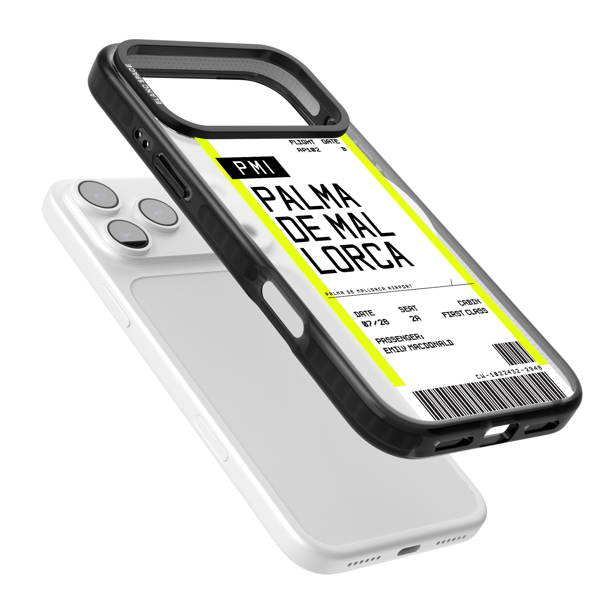 Personalised Palma De Mallorca Boarding Pass iPhone 17 Pro Max Impact Pro Black Phone Case Colours