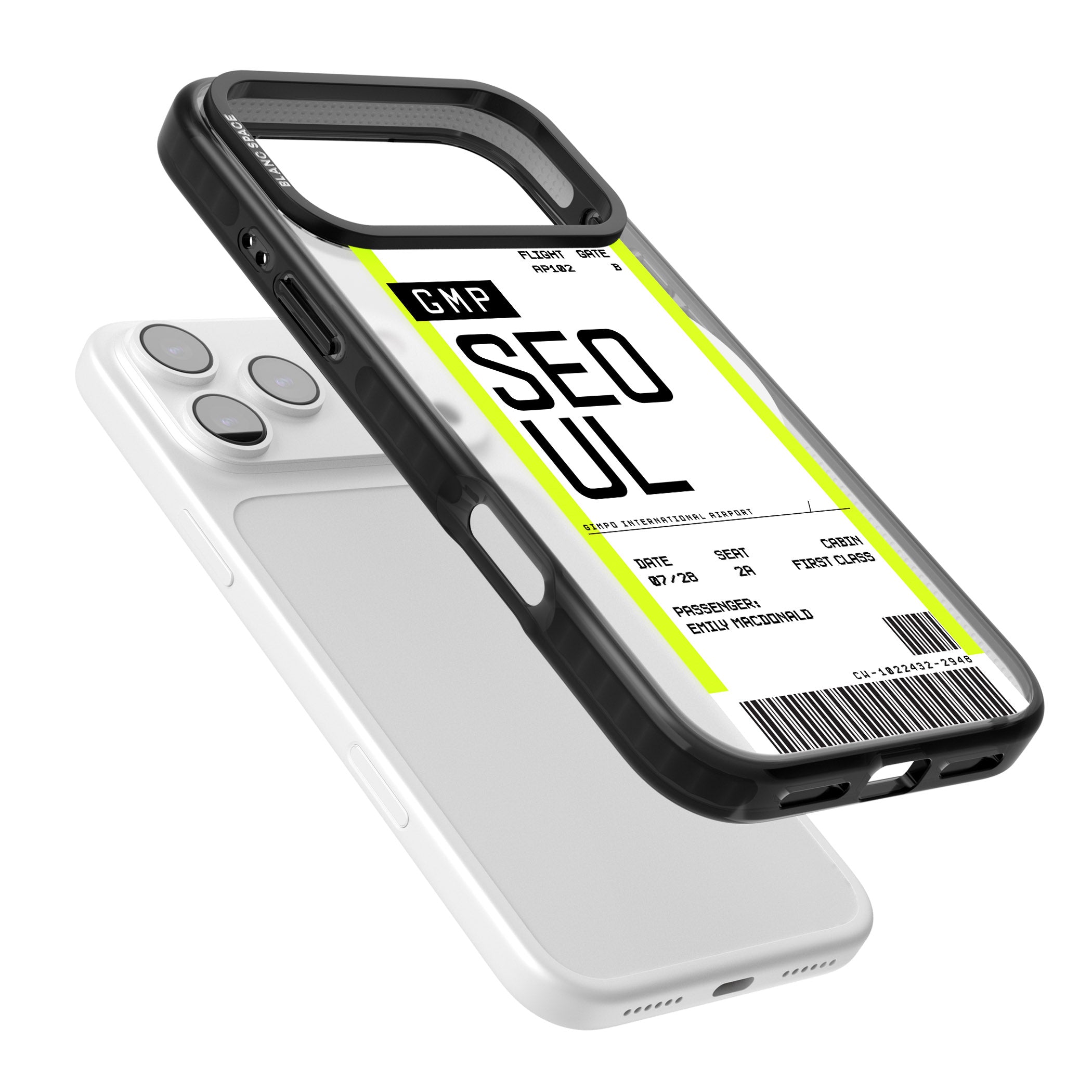 Personalised Seoul Boarding Pass iPhone 17 Pro Impact Pro Black Phone Case Colours