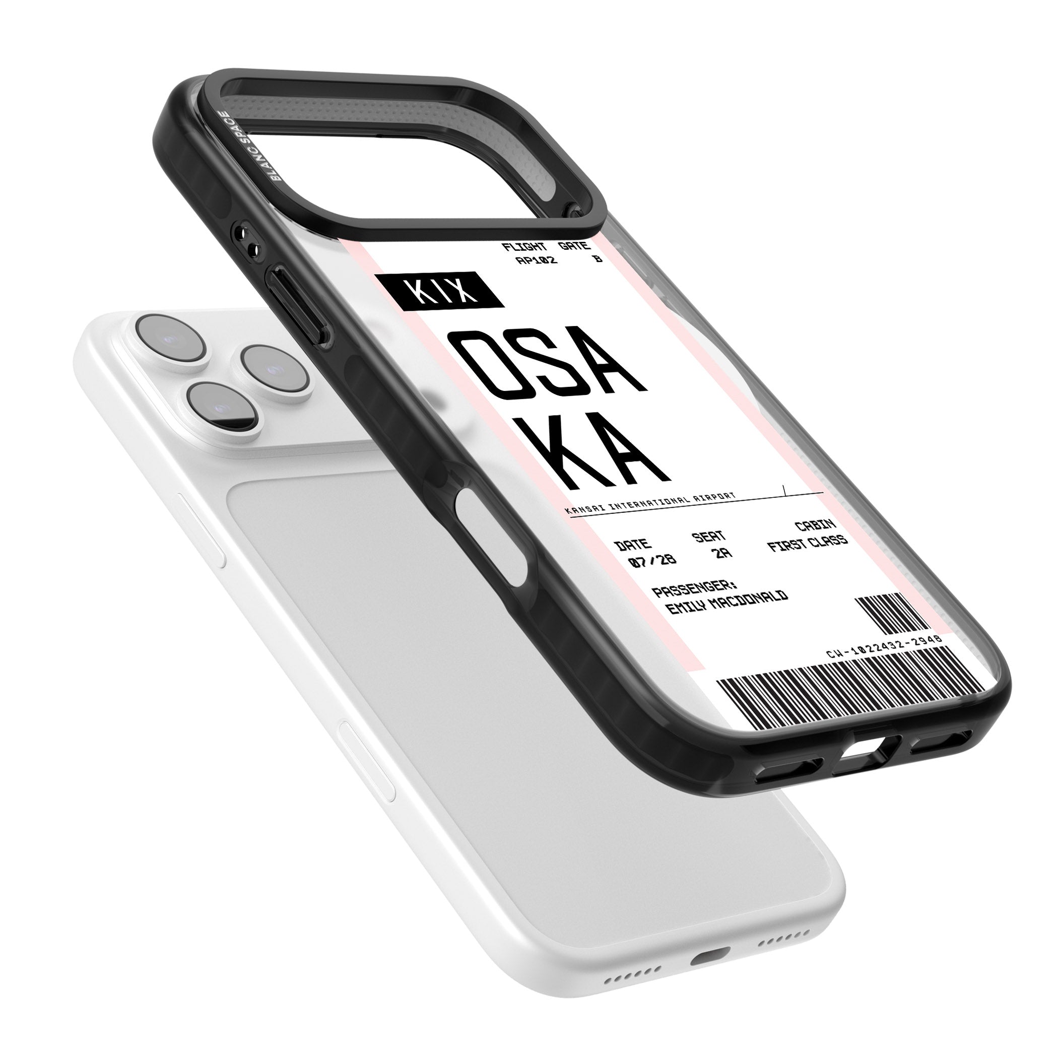 Personalised Osaka Boarding Pass iPhone 17 Pro Impact Pro Black Phone Case Colours