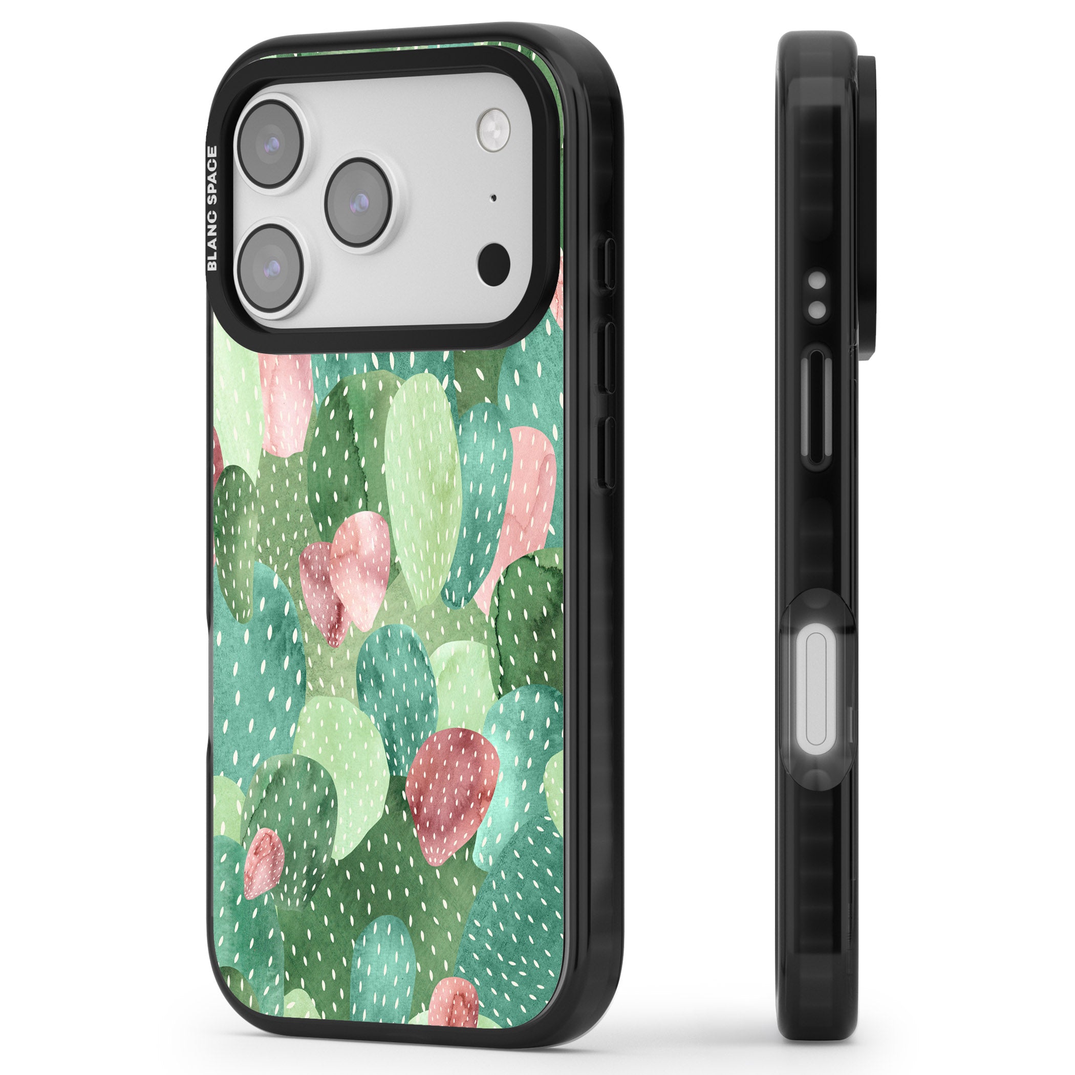 Cactus Charm iPhone 17 Pro Impact Pro Black Phone Case Side Profile