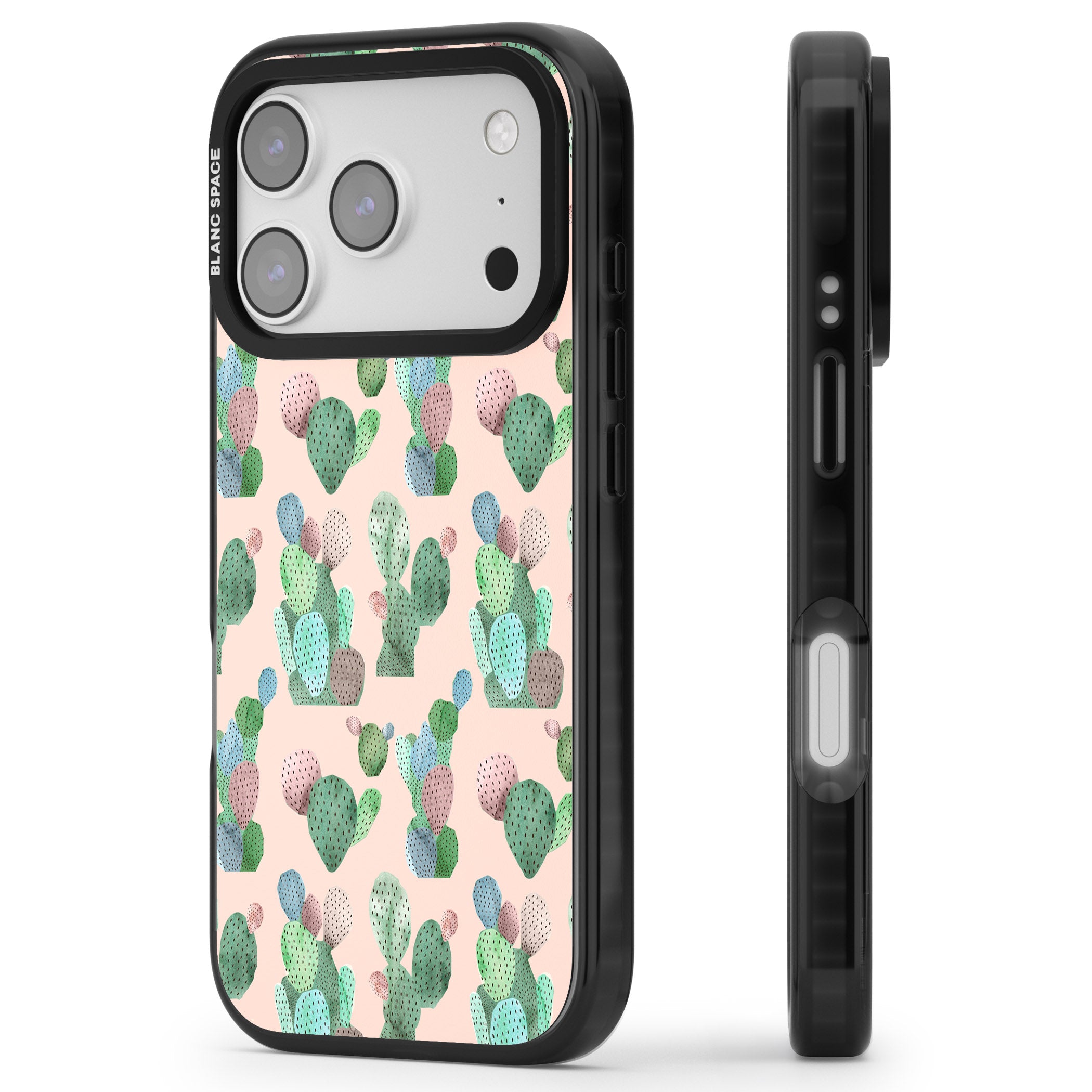 Pink Cactus iPhone 17 Pro Impact Pro Black Phone Case Side Profile