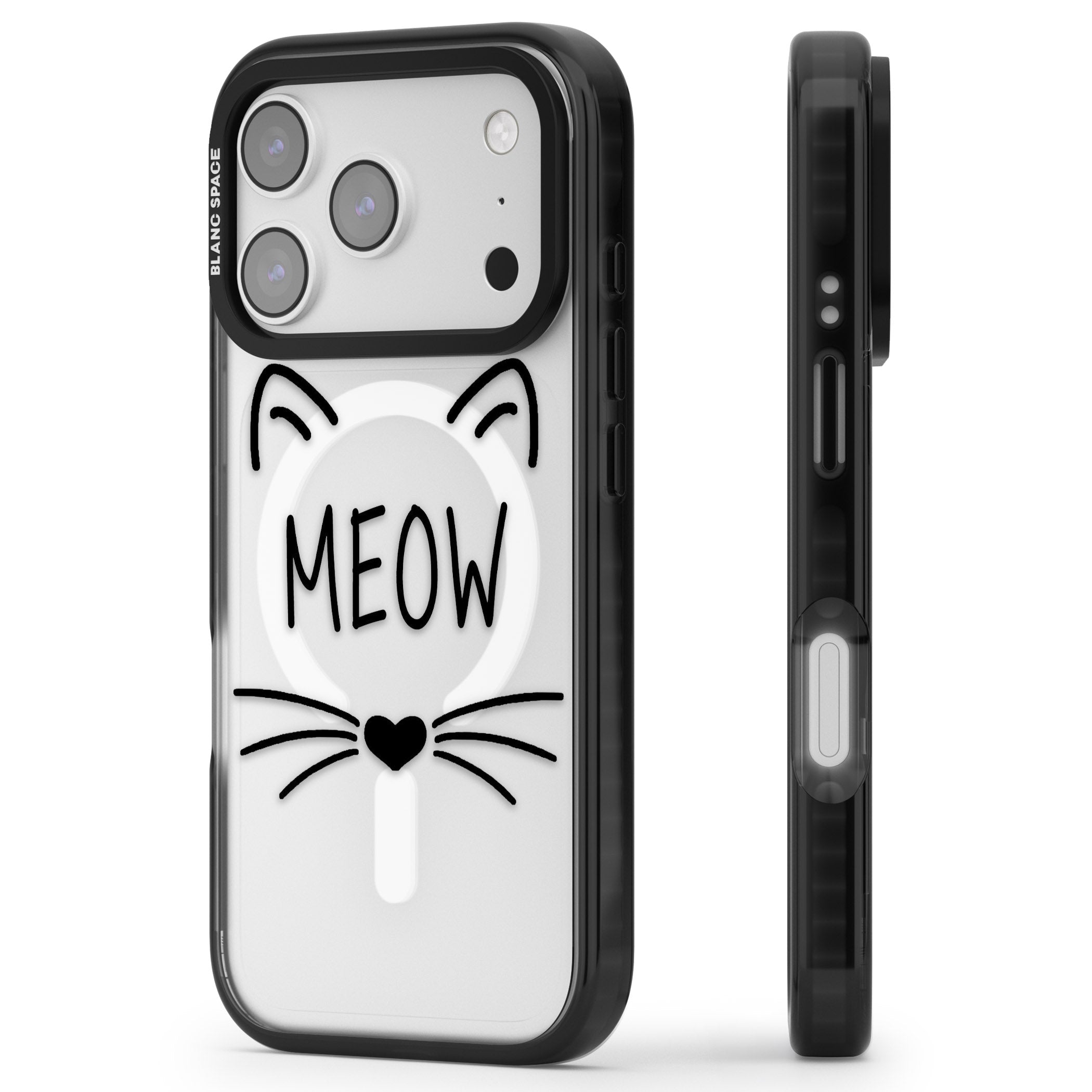 Cat Whiskers iPhone 17 Pro Impact Pro Black Phone Case Side Profile