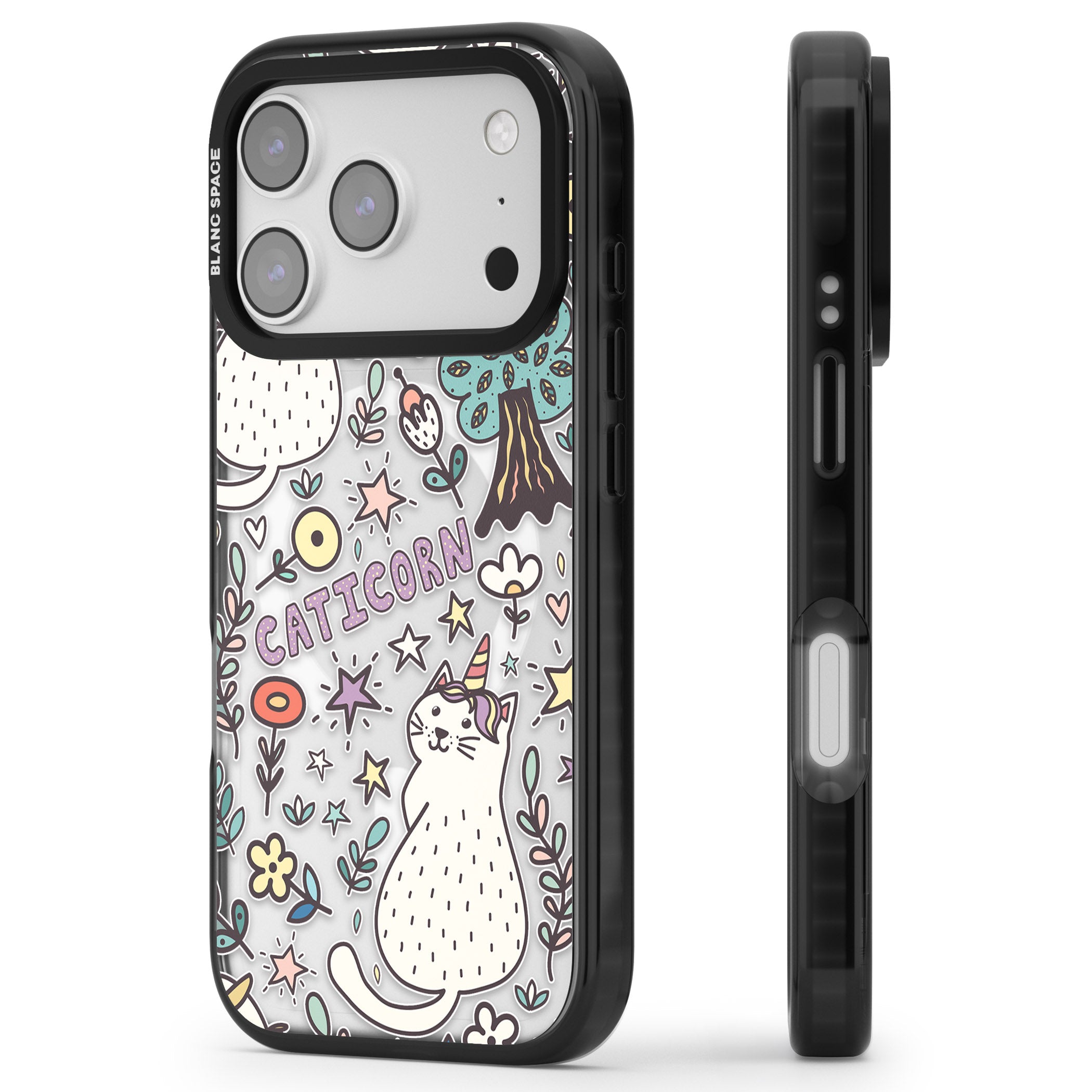 Caticorn Pattern iPhone 17 Pro Max Impact Pro Black Phone Case Side Profile