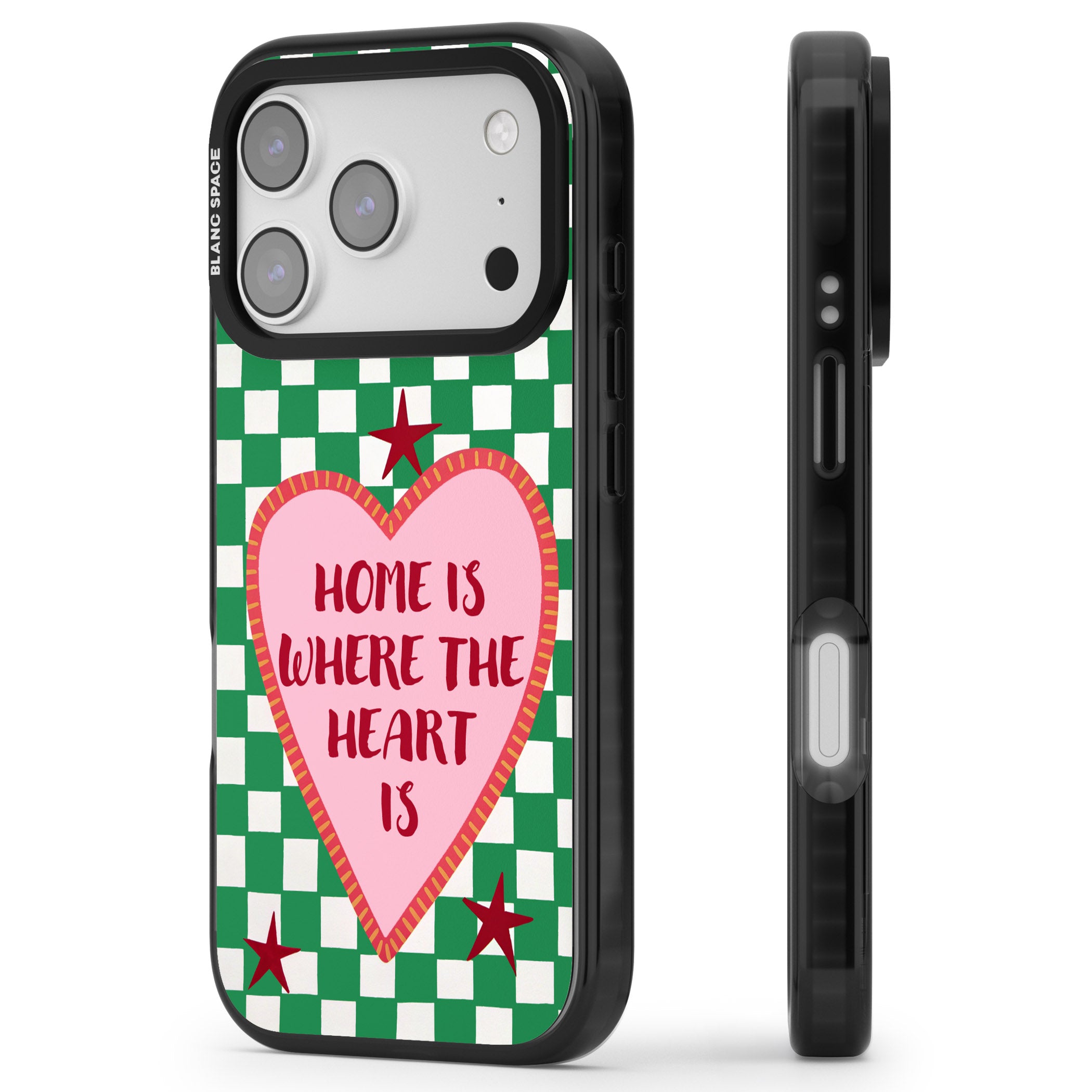 Home Is Where The Heart Is iPhone 17 Pro Max Impact Pro Black Phone Case Side Profile