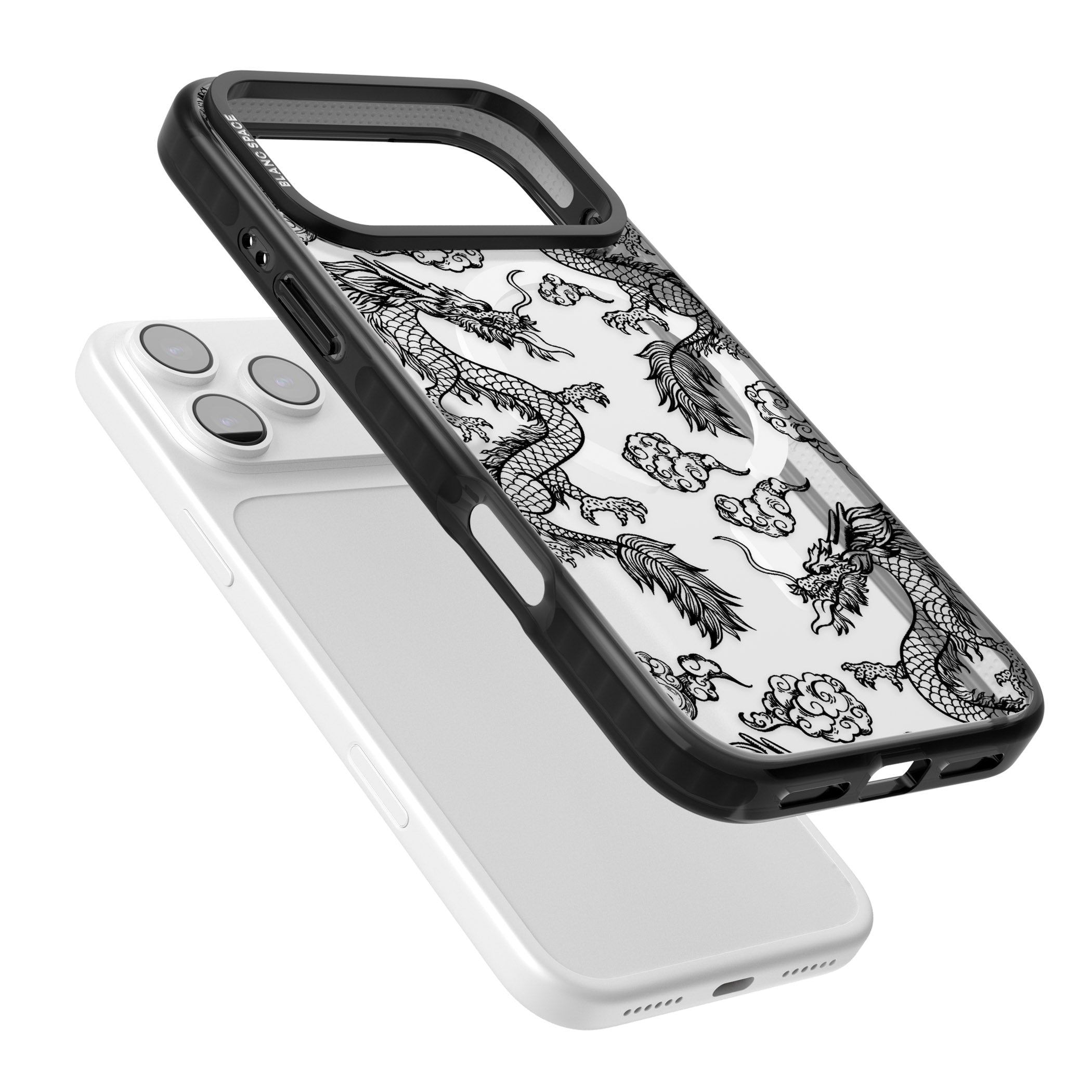 Black Dragon Pattern iPhone 17 Pro Impact Pro Black Phone Case Colours