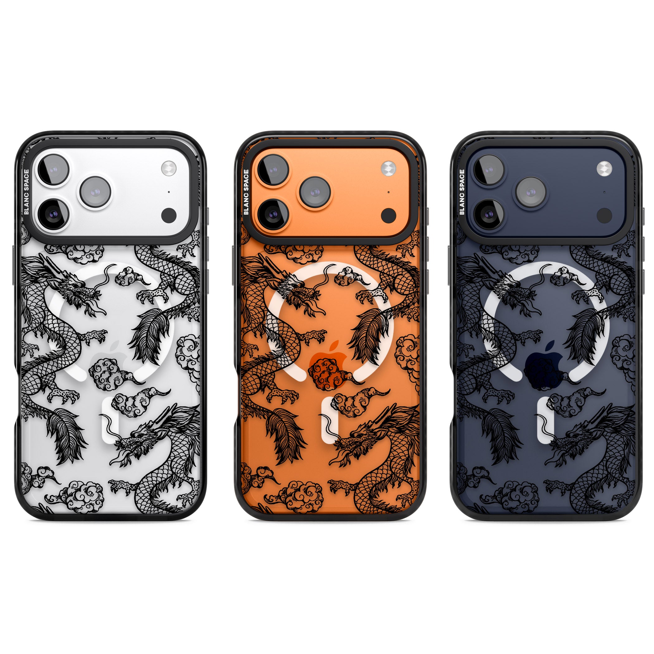Black Dragon Pattern iPhone 17 Pro Impact Pro Black Phone Case APT Impact Protection