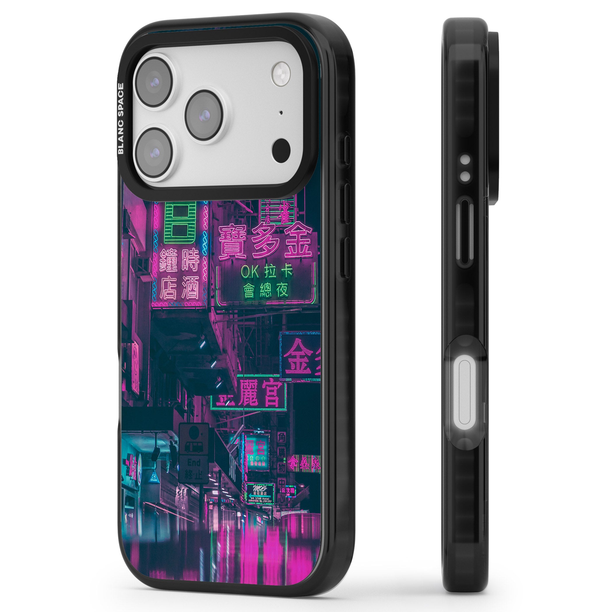 Neon Night Strip iPhone 17 Pro Impact Pro Black Phone Case Side Profile