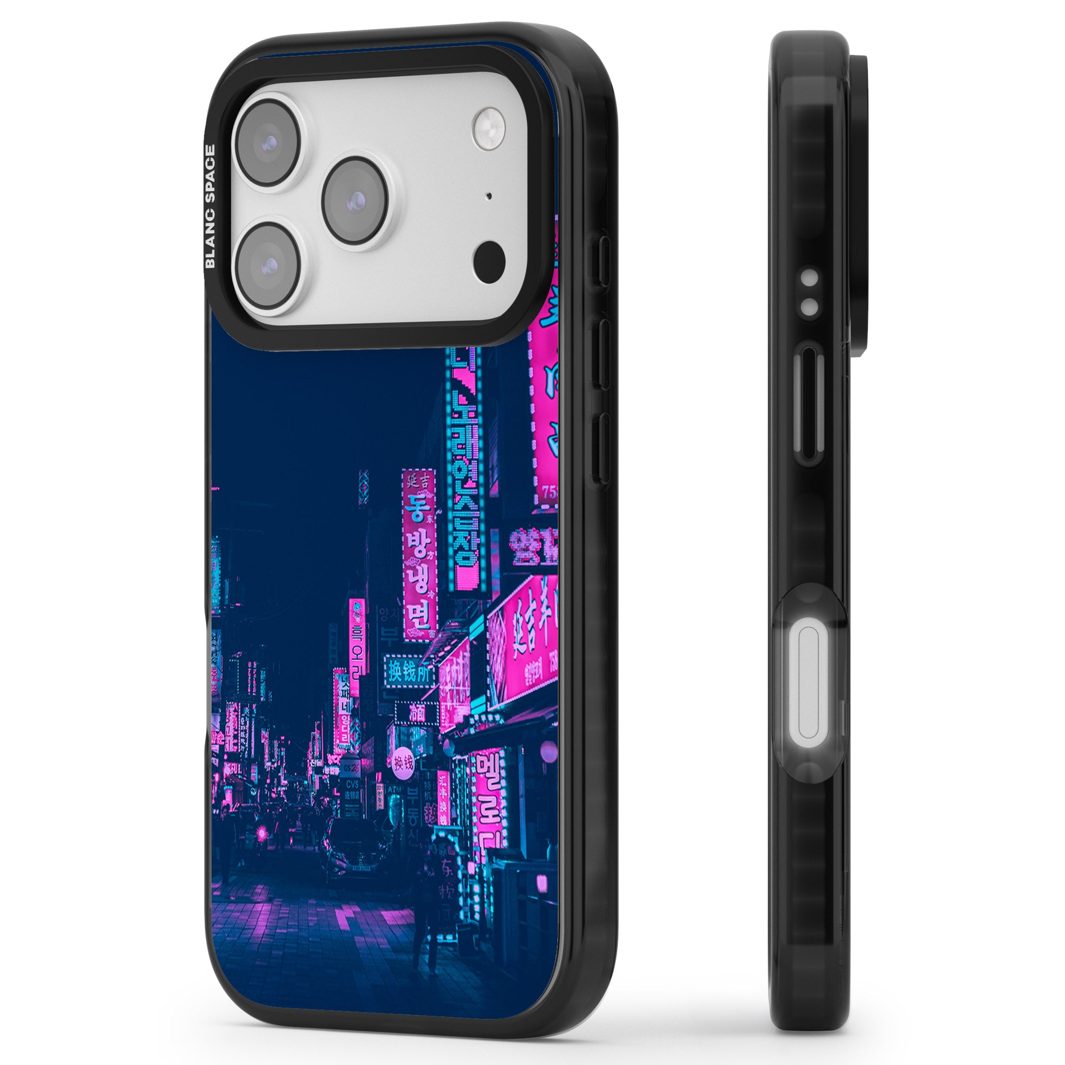 Neon Nights iPhone 17 Pro Impact Pro Black Phone Case Side Profile
