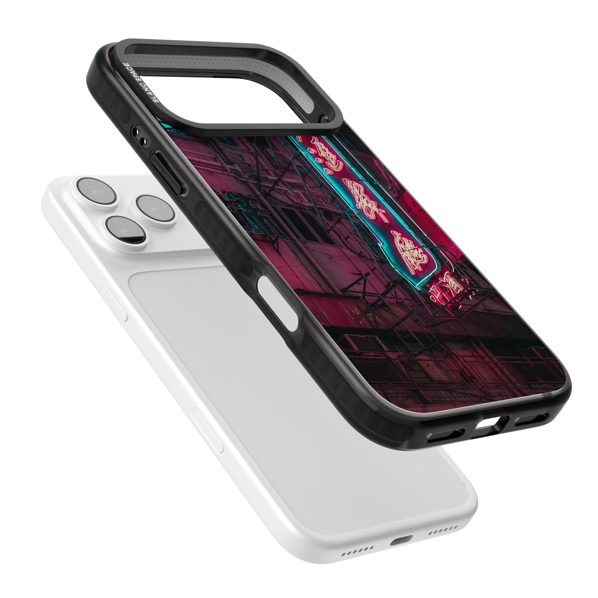 Neon Kanji Cityscape iPhone 17 Pro Impact Pro Black Phone Case Colours