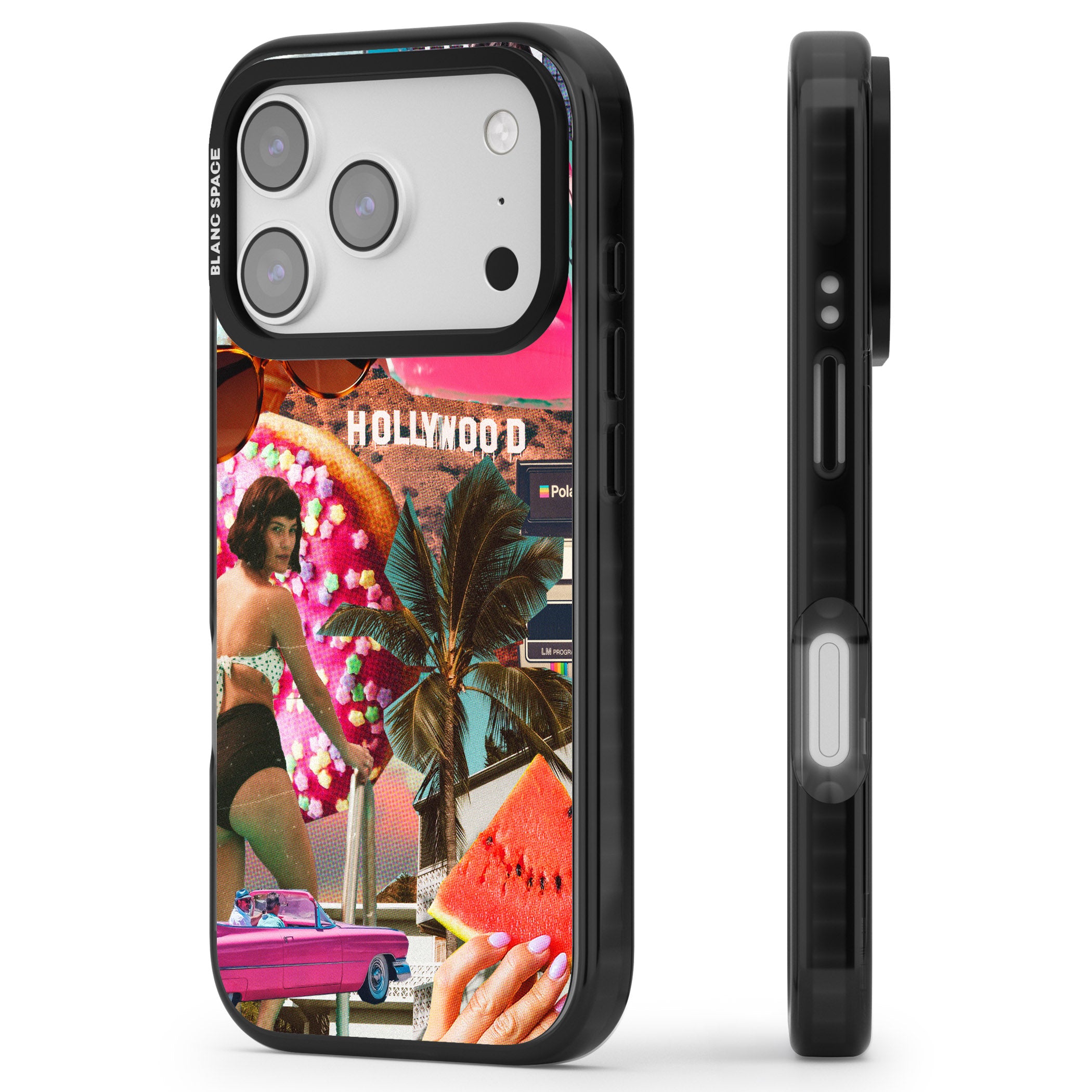 Hollywood Retro Collage iPhone 17 Pro Impact Pro Black Phone Case Side Profile