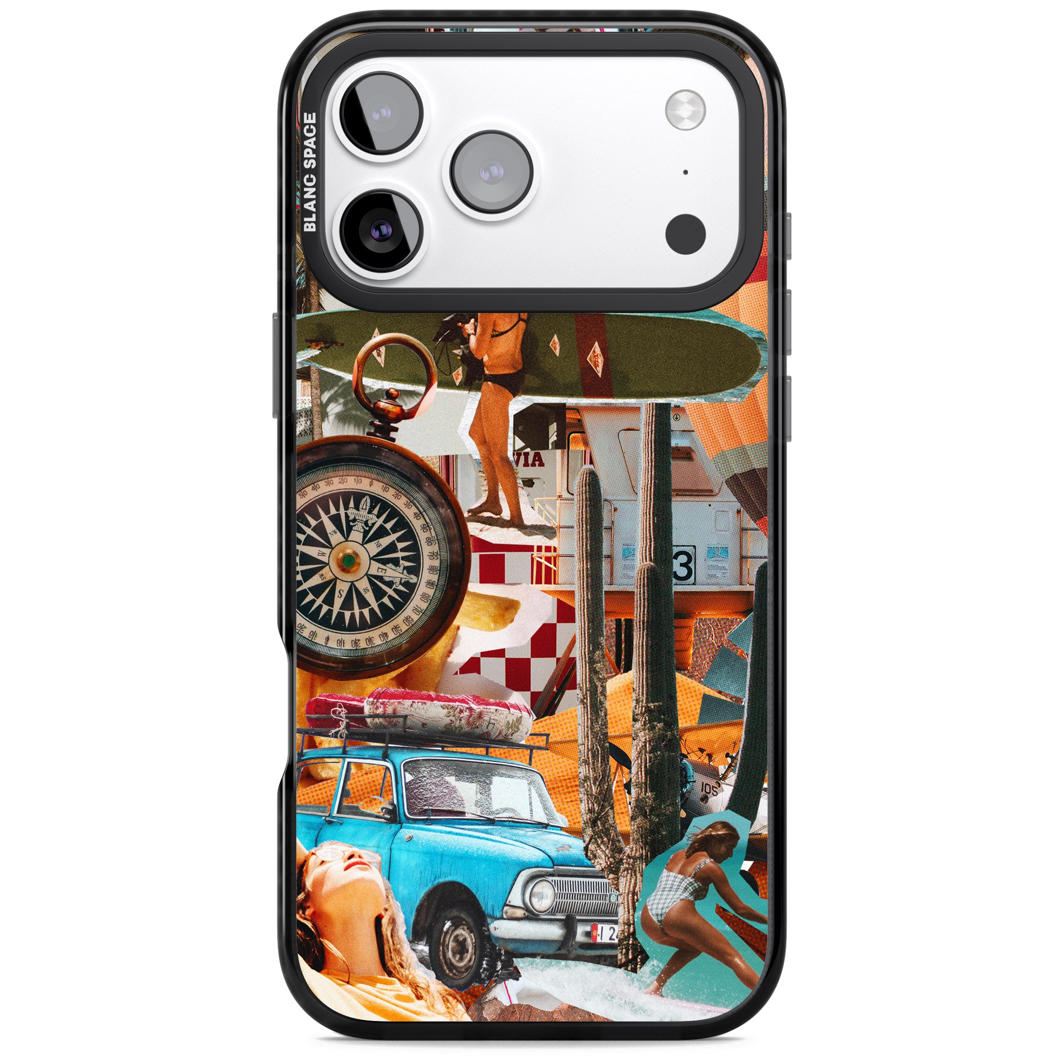 Vintage Collage: Road Trip iPhone 17 Pro Max Impact Pro Black Phone Case