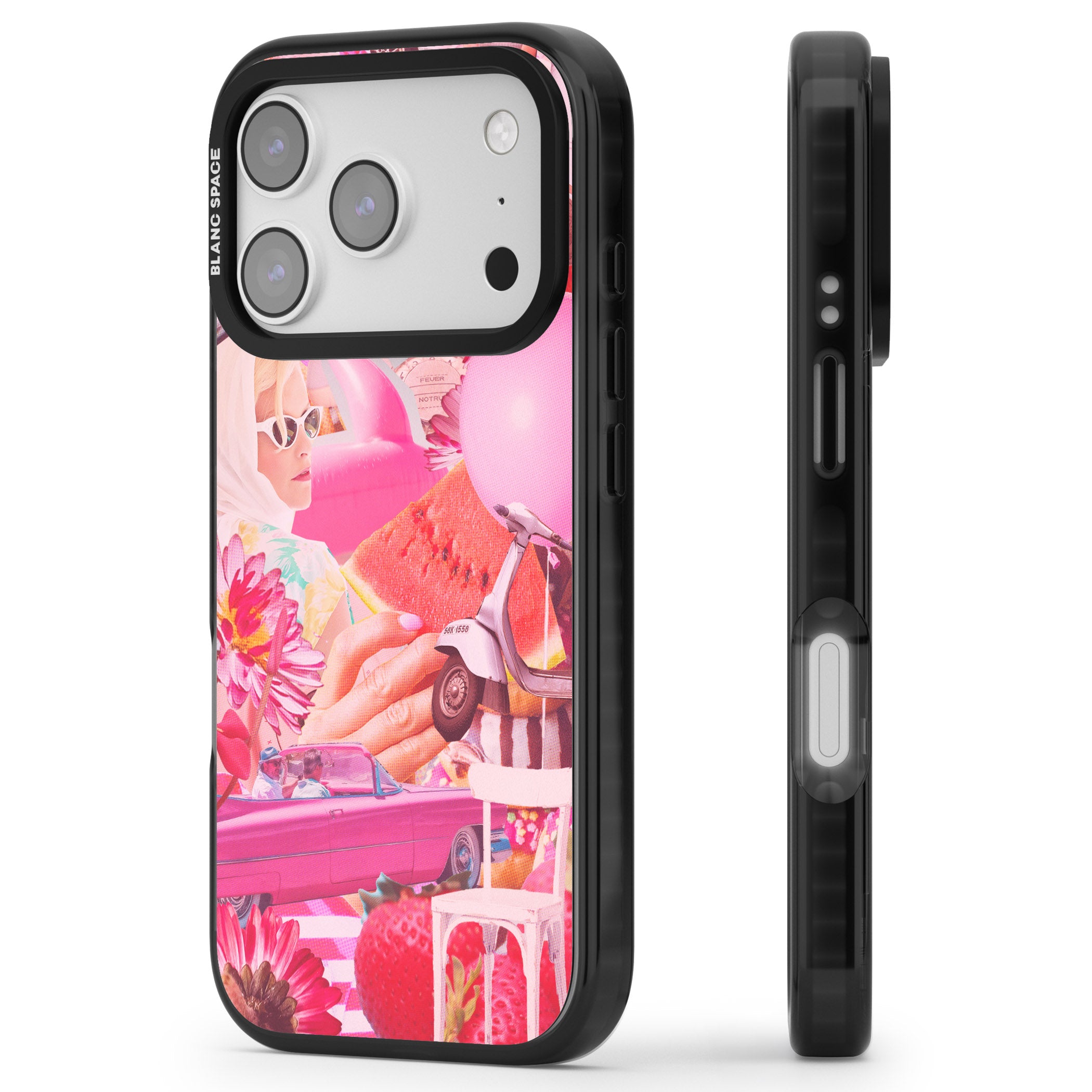 Retro Pink Glamour iPhone 17 Pro Max Impact Pro Black Phone Case Side Profile