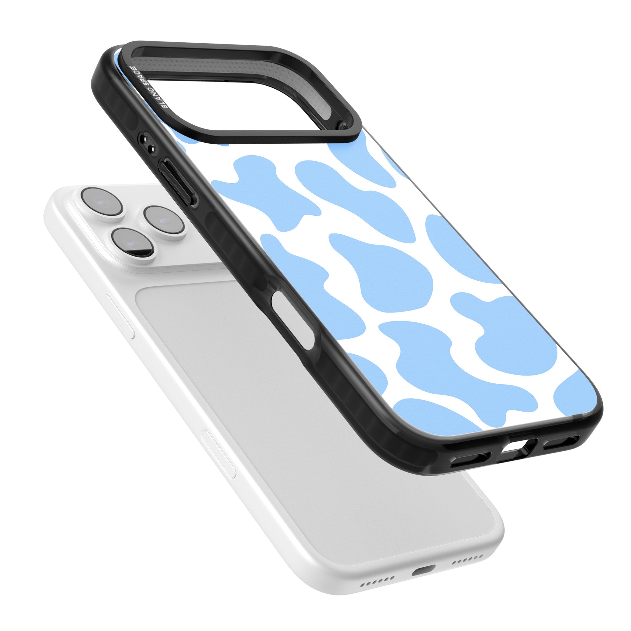 Blue And White Cow Print iPhone 17 Pro Impact Pro Black Phone Case Colours